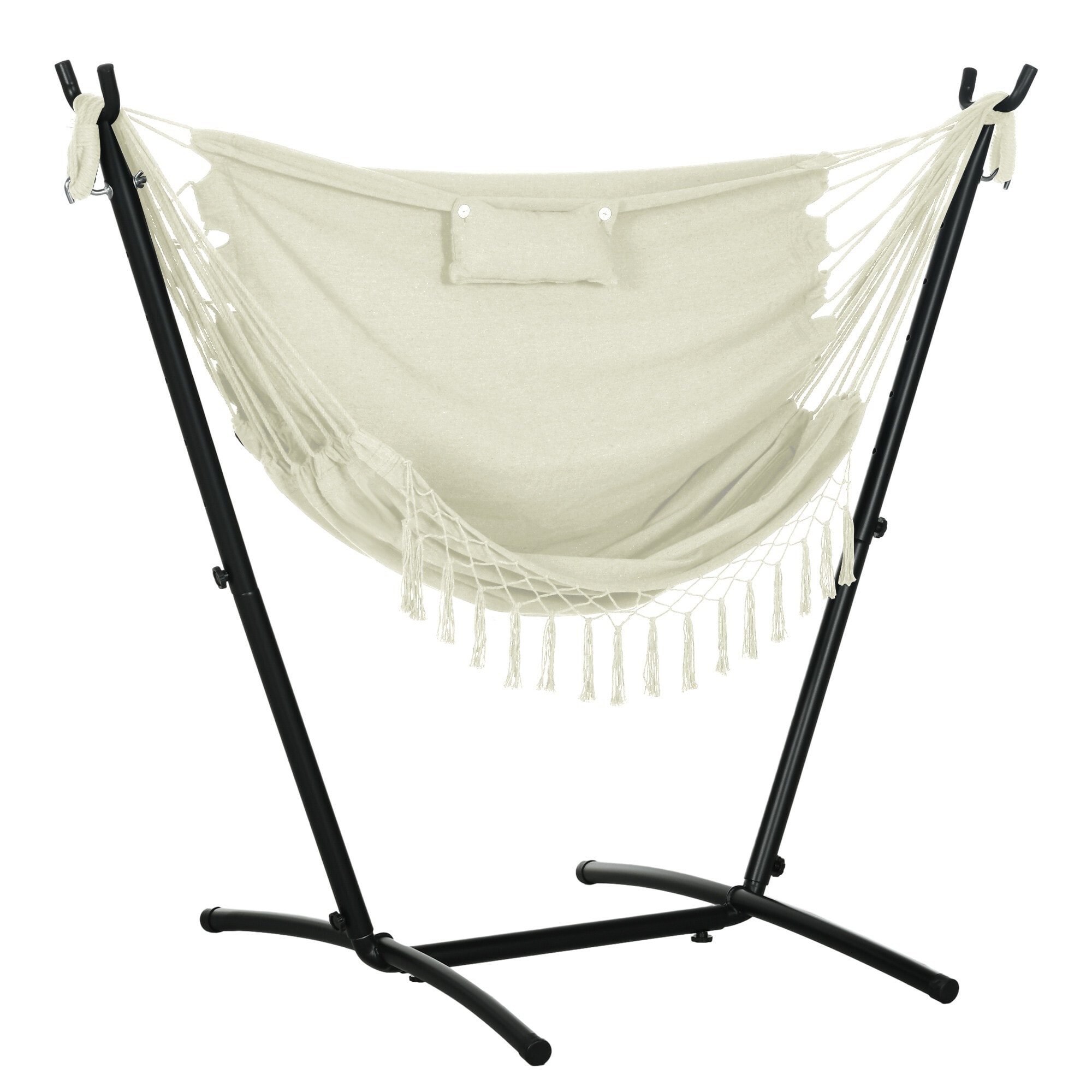 Miki Shinly AB-4050-274JJ Outdoor Patio Hammock Chair Cream White Fabric Hammock chair with Stand