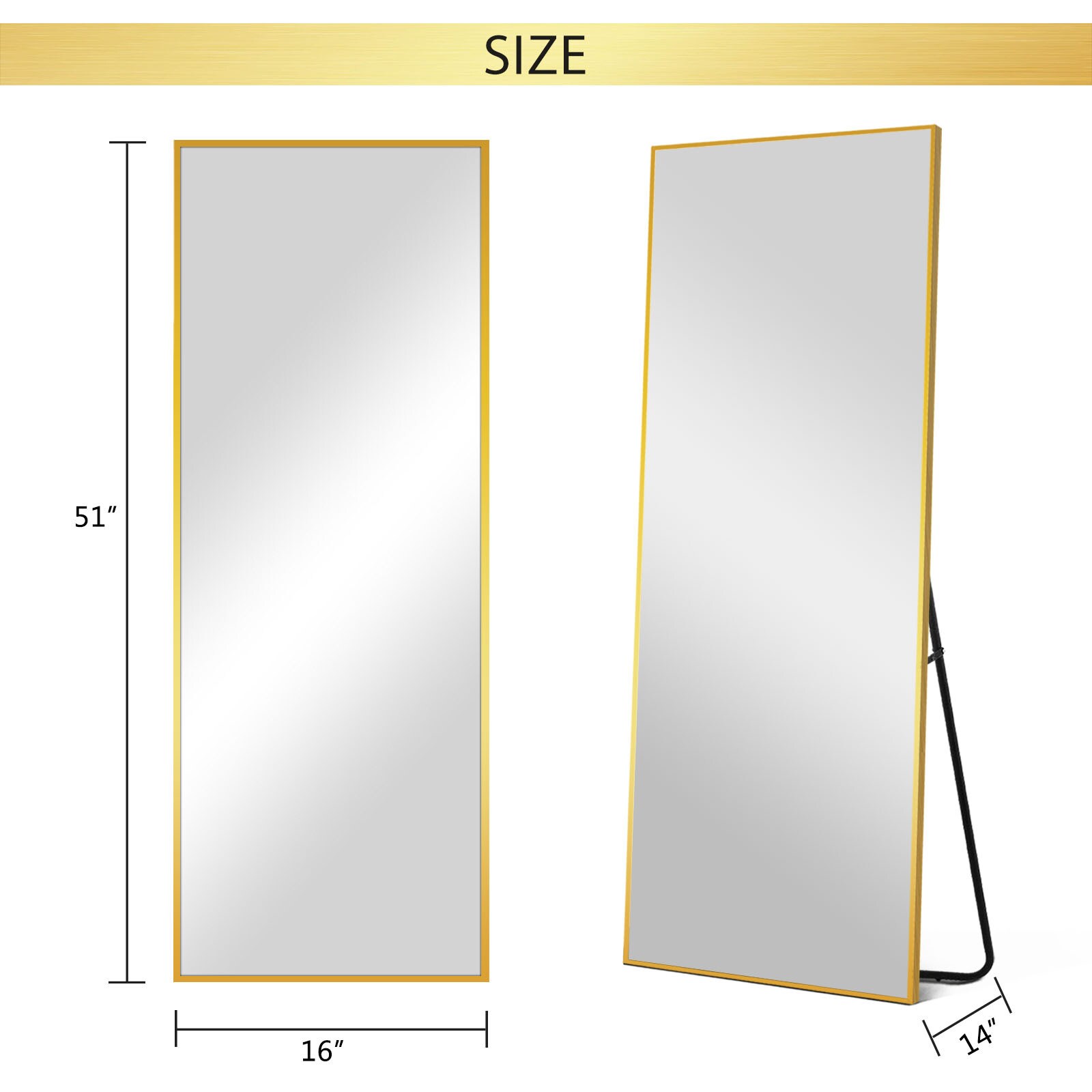 NeuType 16-in W x 51-in H Gold Framed Full Length Floor Mirror at Lowes.com