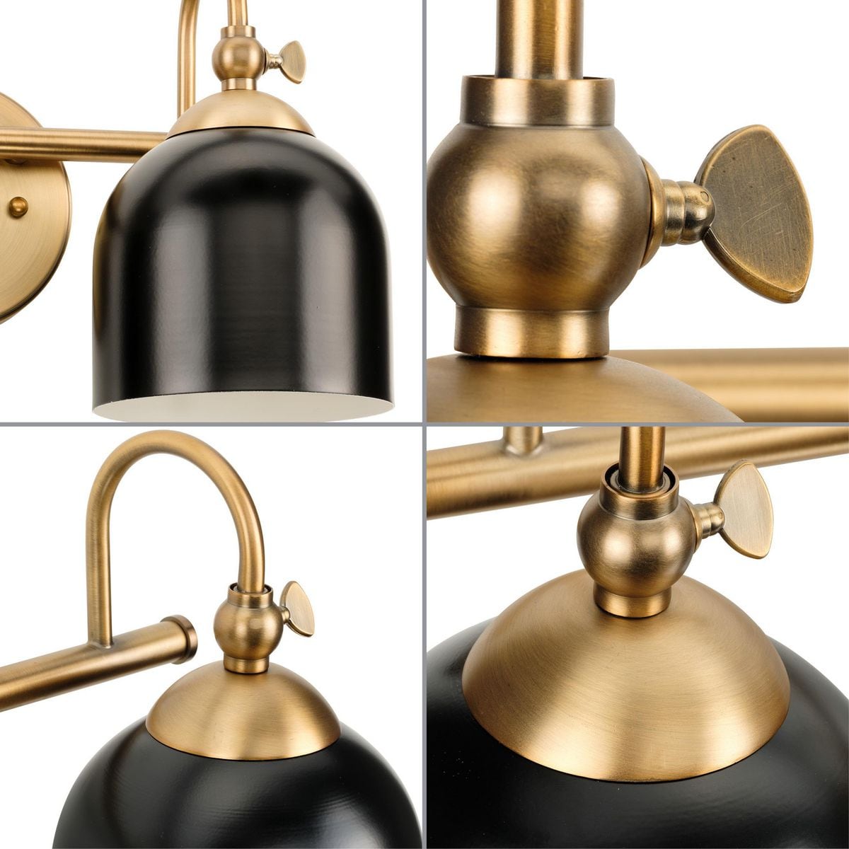 Dalton 33'' Black and Brass 4-Light Dimmable Vanity Fixture