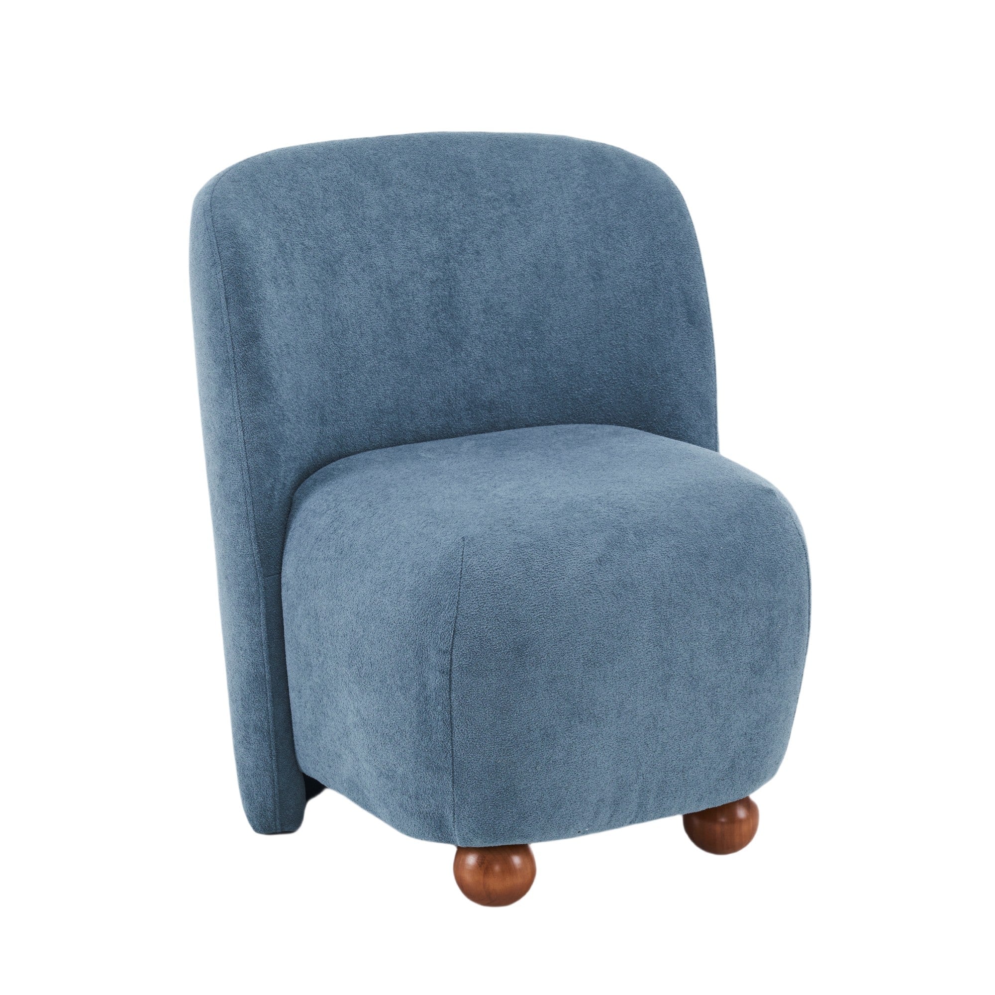Boyel Living BL-NE-4950B Blue Modern Low Back Upholstered Armless Living Room Chairs with Round Pine Wood Feet for Small Living Spaces