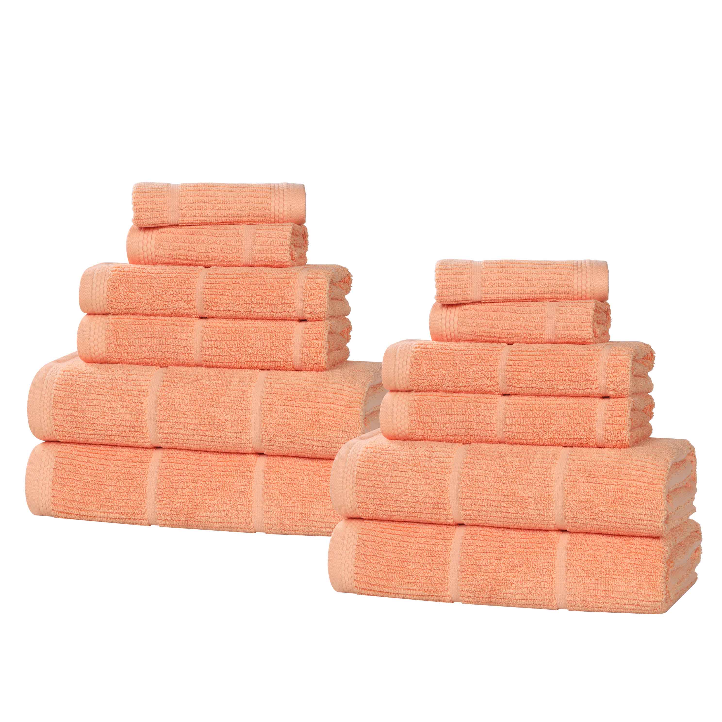 Slickblue Cotton Viscose Blend Quick Dry Ribbed Bath Towel Set for Family Bathroom Apartment Vacation Home Multiple Color and Size Options