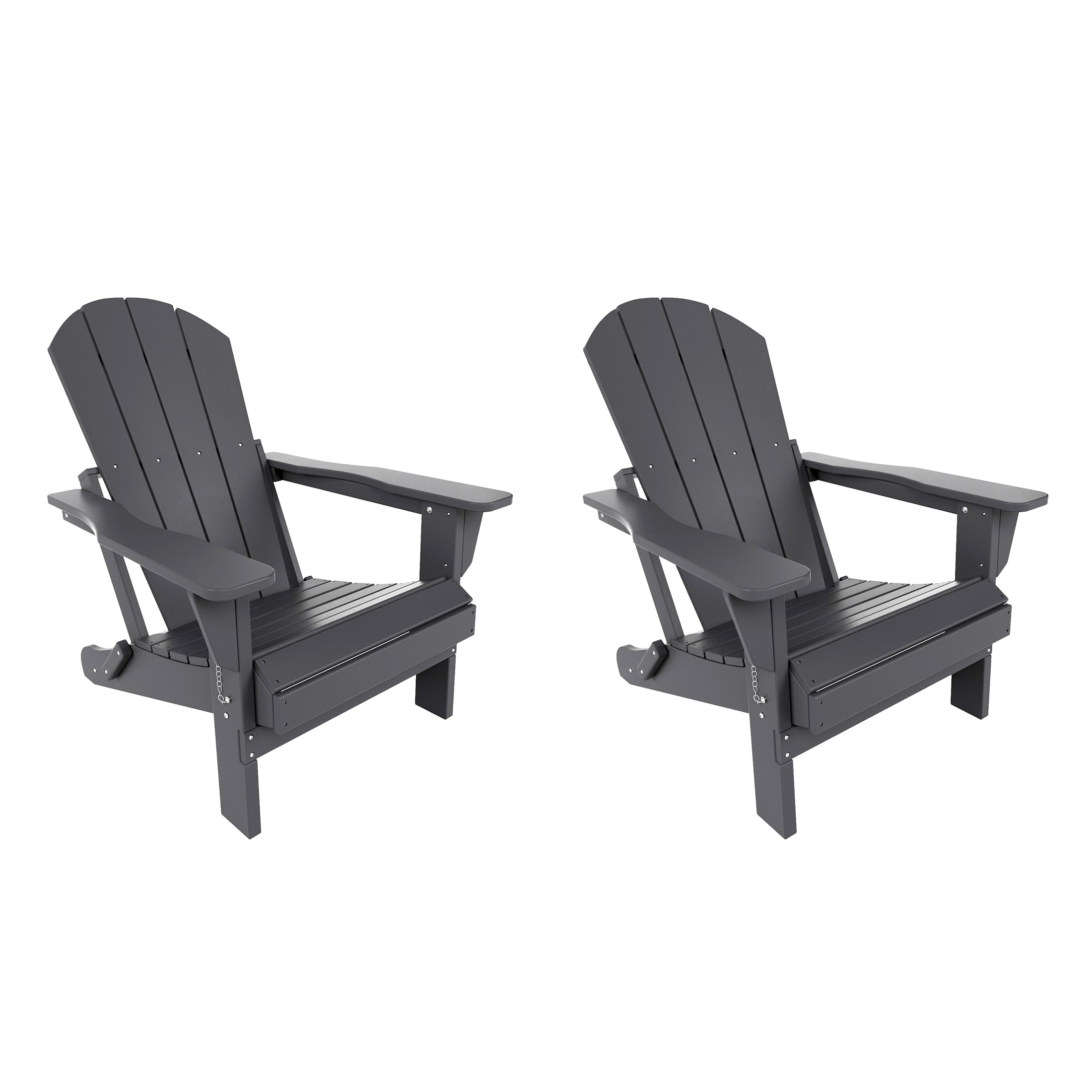 Westin Furniture 2001301-2 Laguna Set of 2 Gray HDPE Frame Stationary Adirondack Chair with Slat Seat