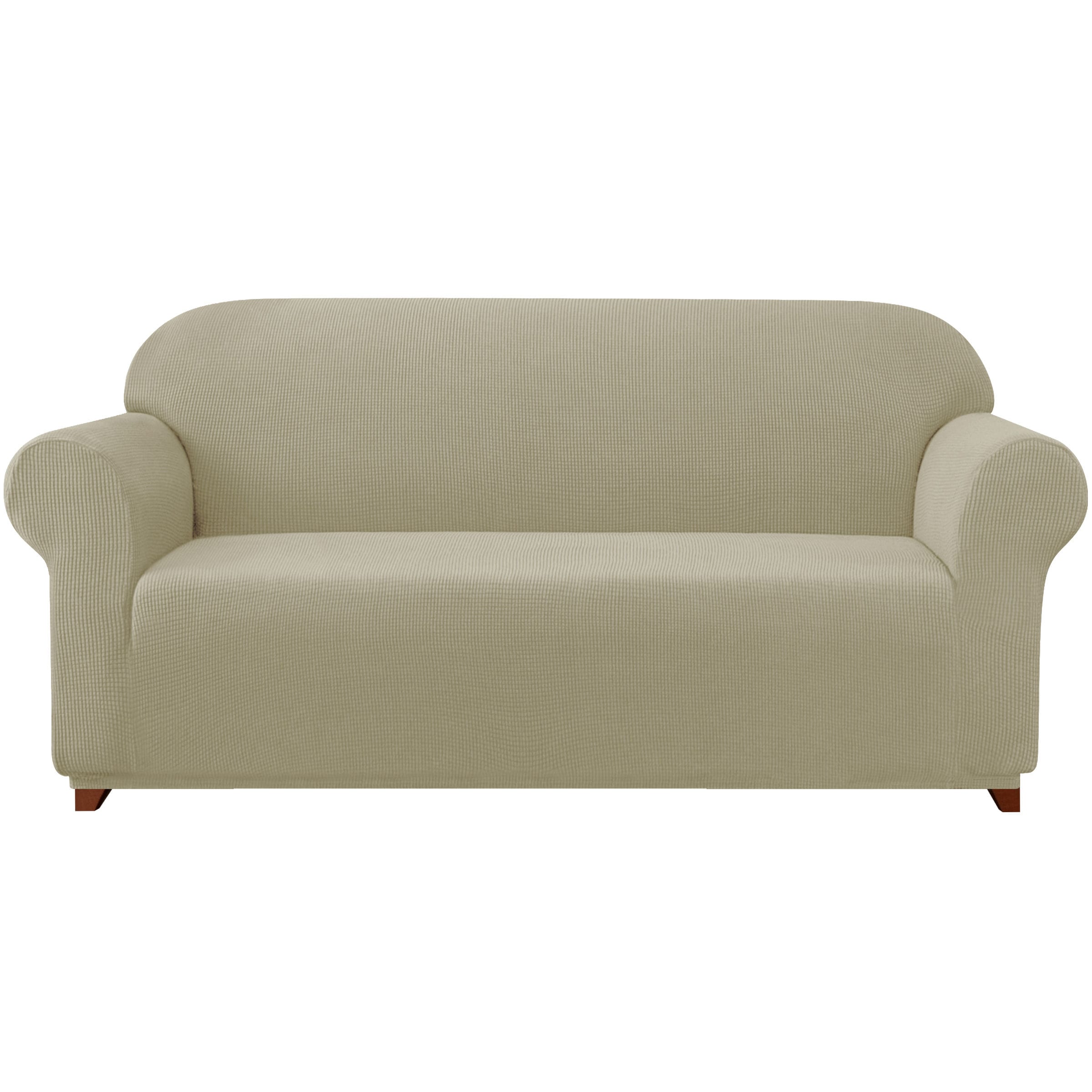 Subrtex SBTSF3009 Textured Grid Sand Jacquard Sofa Slipcover 118-Inches W x 41-Inches H x 42-Inches D