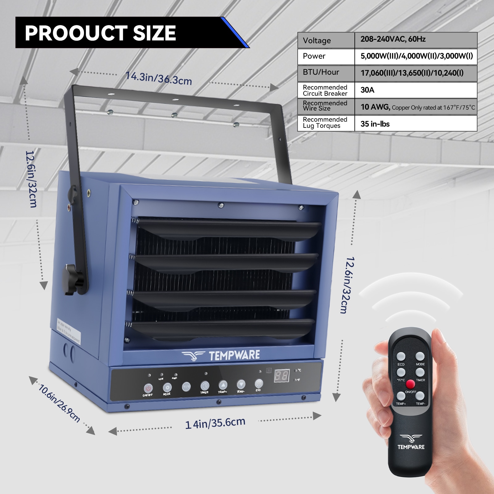 TEMPWARE TW5000ER Electric-Garage-Heaters - View #5