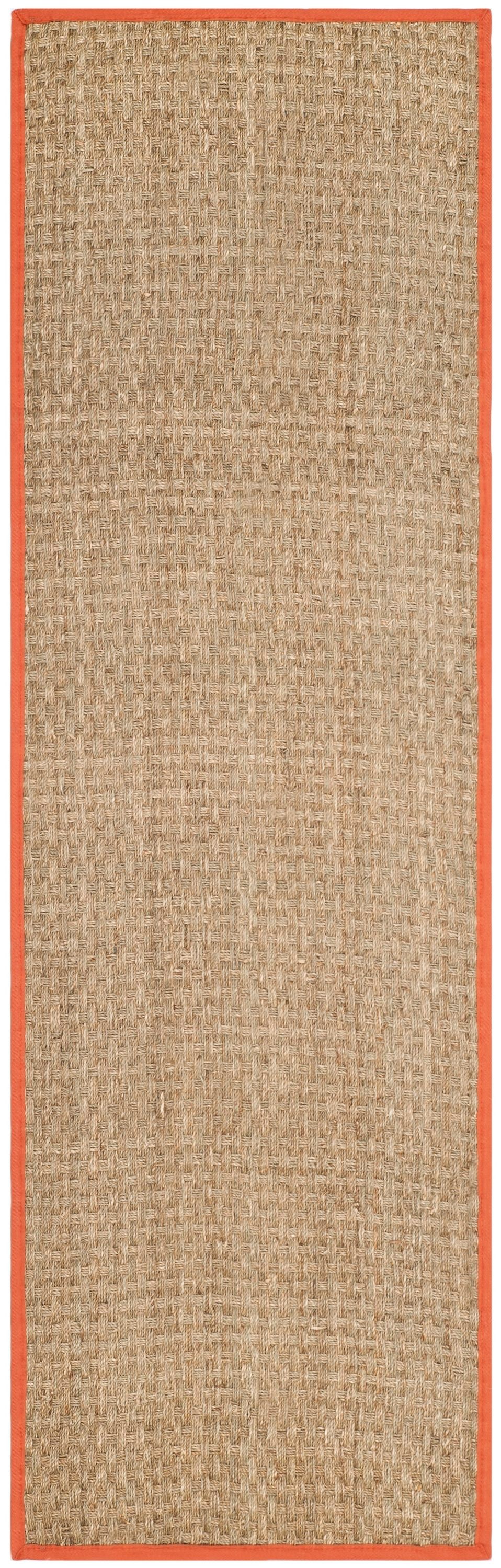 Safavieh NF114Y-28 Natural Fiber Hampton 3 x 8 (ft) Loomed Seagrass Natural/Rust Rectangular Indoor Solid Coastal Runner rug