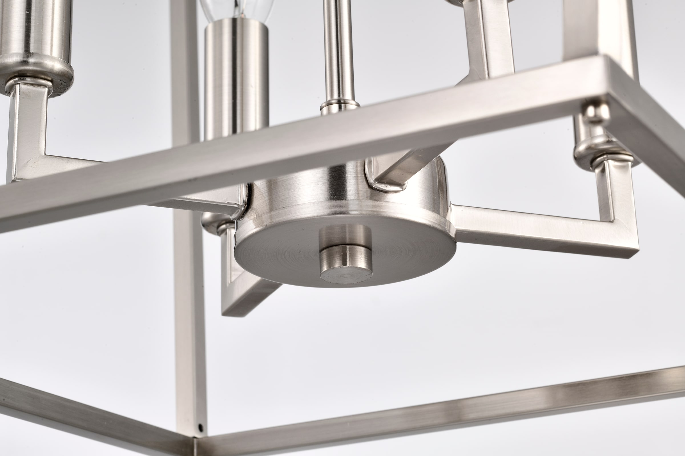Brushed Nickel 4-Light Lantern Pendant Chandelier 16 in