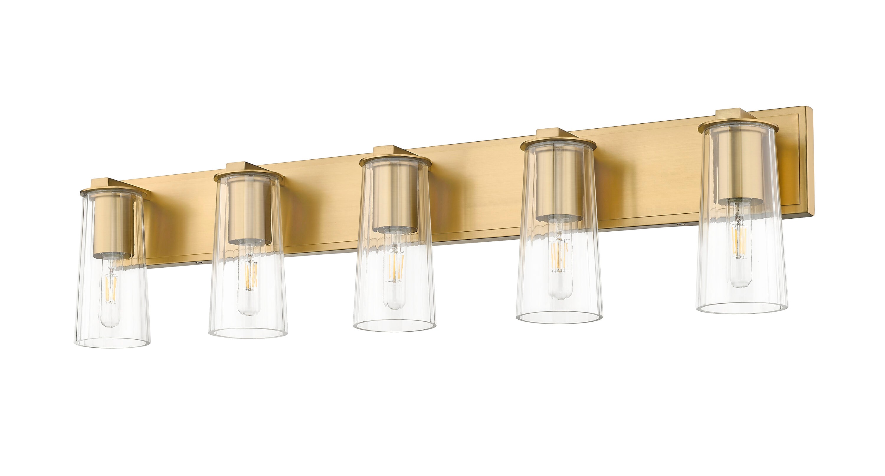 Modern Gold 5-Light Dimmable Cylinder Vanity Fixture