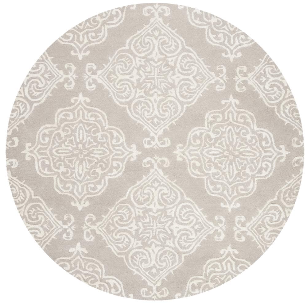 Safavieh GLM568A-6R Glamour Ada 6 x 6 (ft) Tufted Synthetic Silver/Ivory Round Indoor Trellis Area rug