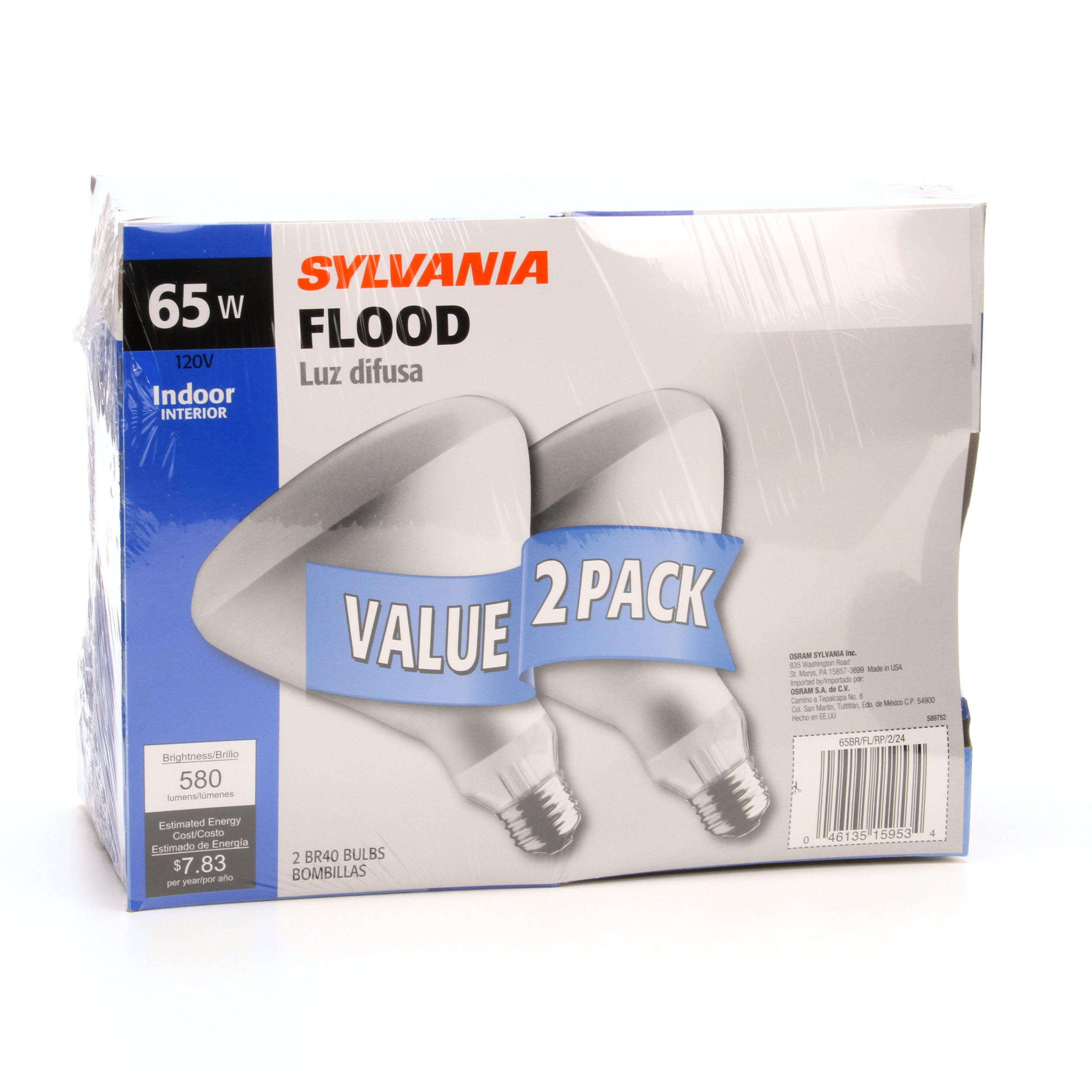 sylvania flood 65w 120v 580 lumens