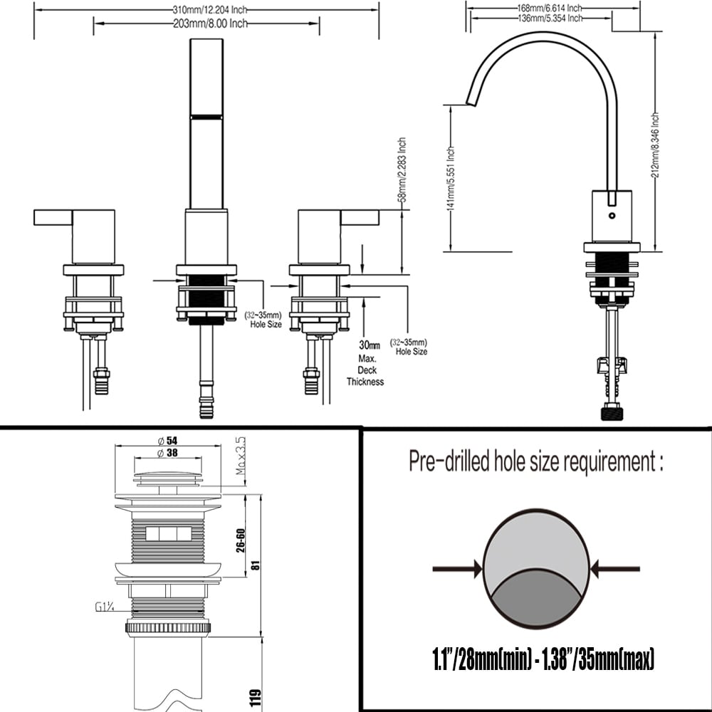 Chrome 8-Inch 2-Handle Widespread Bathroom Faucet