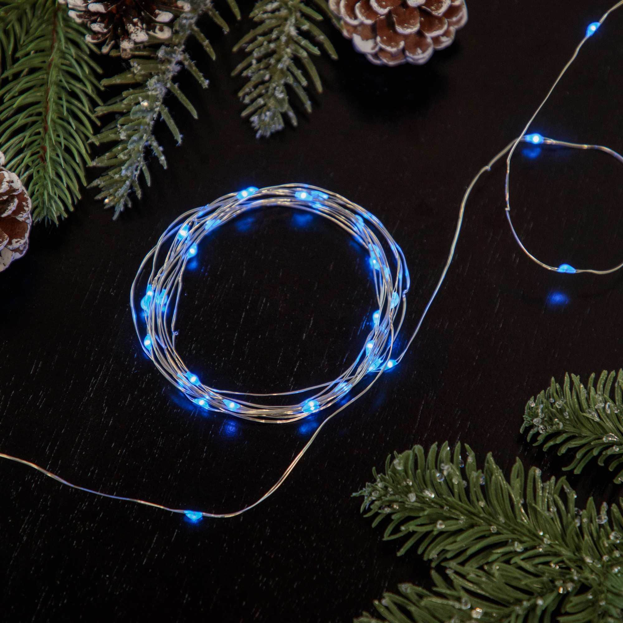 Northlight Micro Fairy Christmas Lights - Blue LED - 16 feet Copper Wire - 50ct