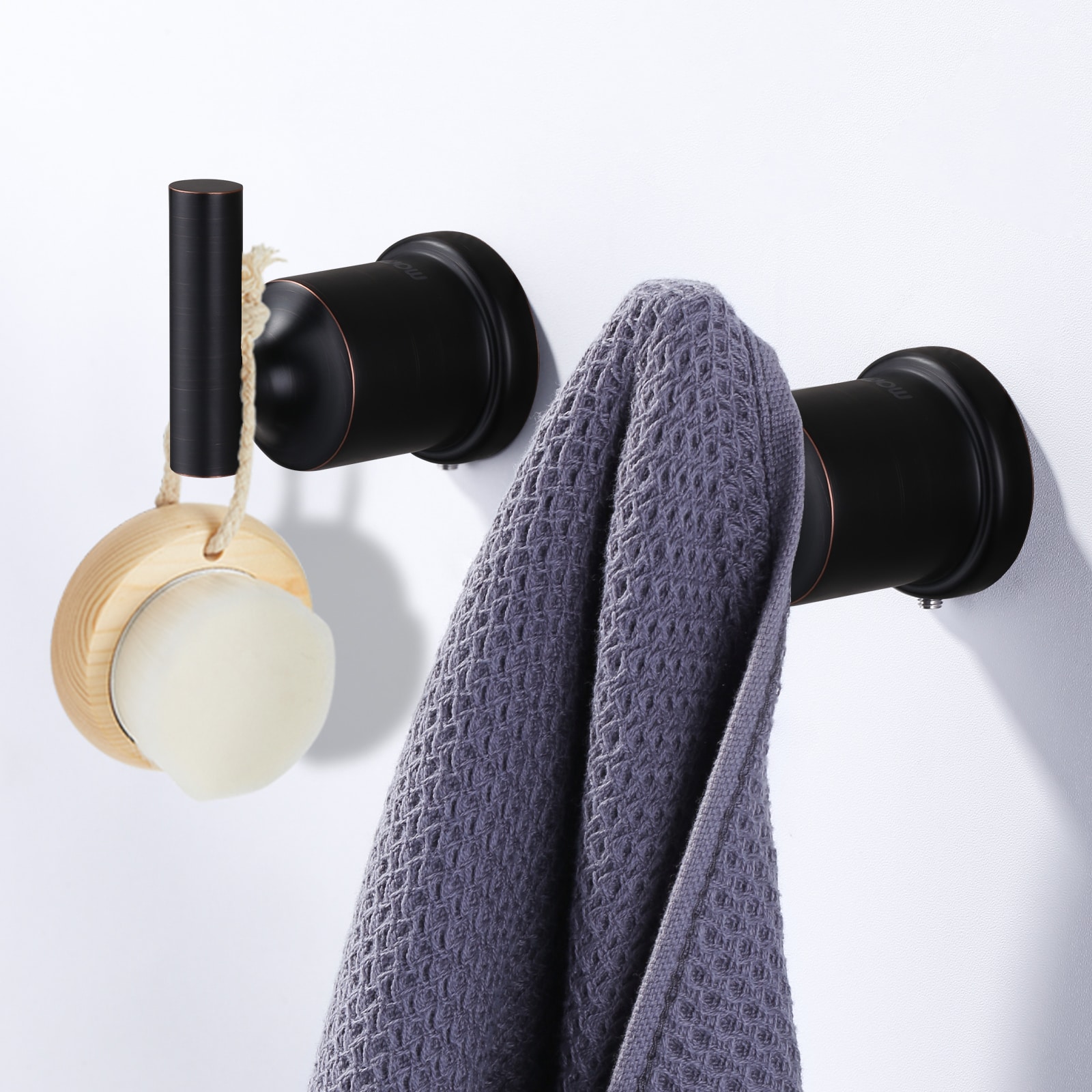 WOWOW Wall Mount Knob Double Robe/Towel Hook in Brushed Nickel