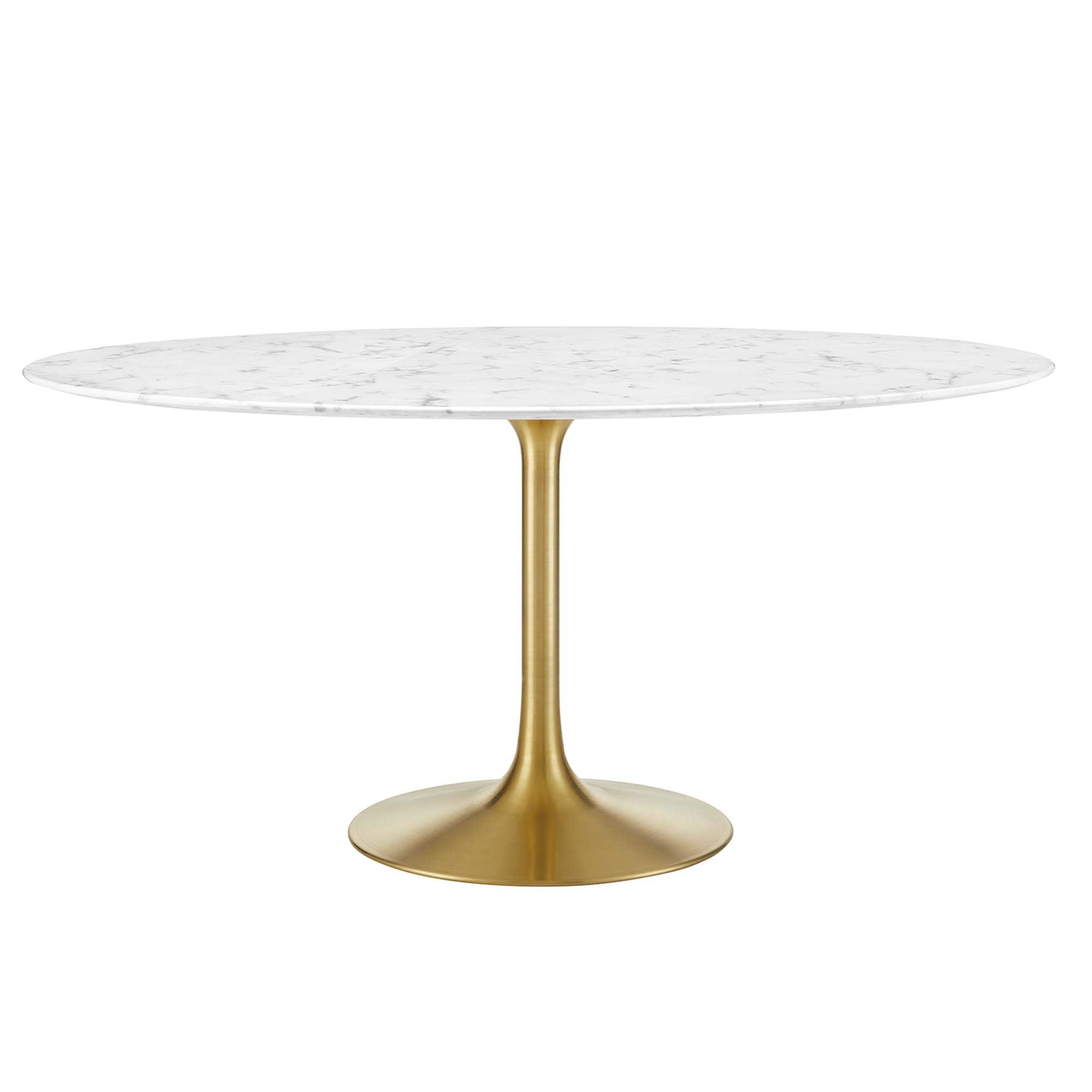 Modway EEI-3234-GLD-WHI Lippa 60 Inch  Round Faux Marble Dining Table in Gold White