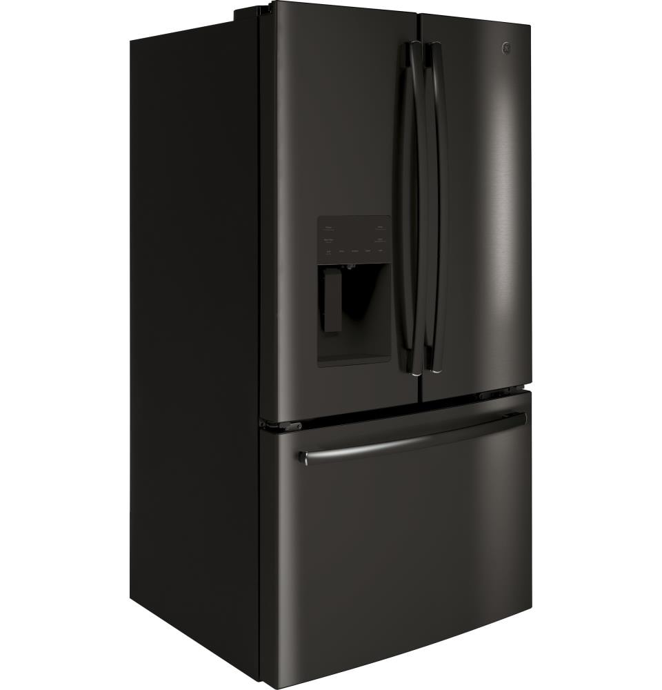 Ge 25.6-cu Ft French Door Refrigerator With Ice Maker (black Stainless 