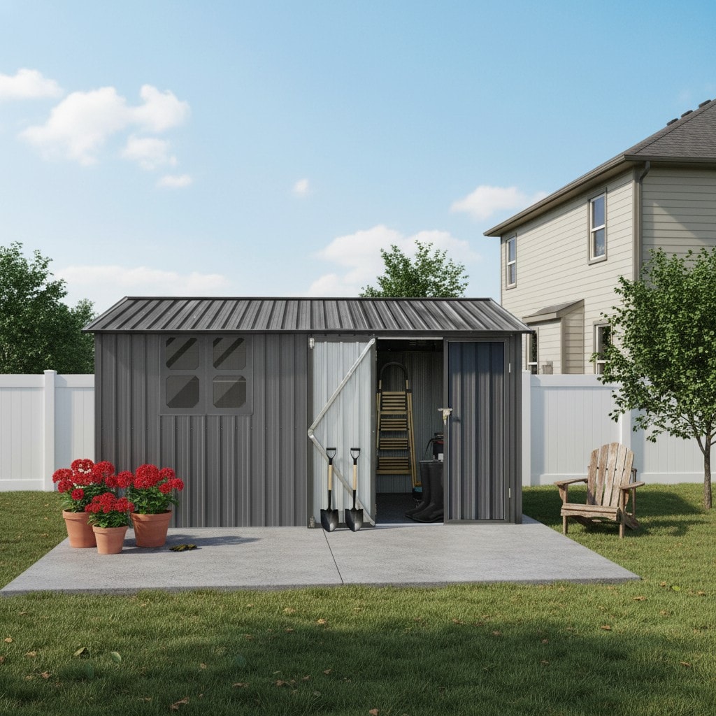 WELLFOR TWSG016-GR Metal-Storage-Buildings-Sheds - View #3