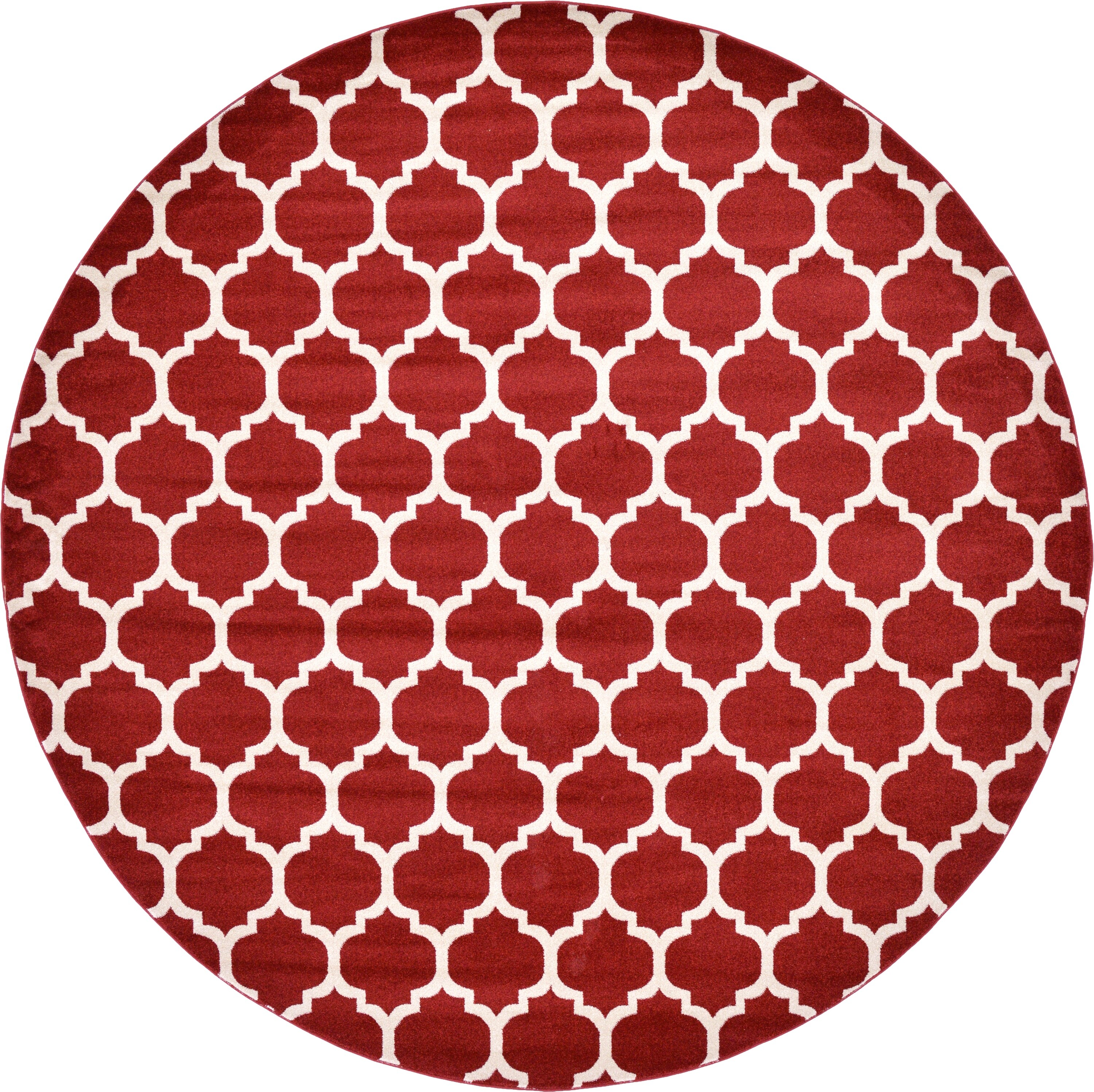 Unique Loom 3120432 Philadelphia Trellis 12 x 12 (ft) Loomed Polypropylene Red/Beige Round Indoor Geometric Industrial Area rug