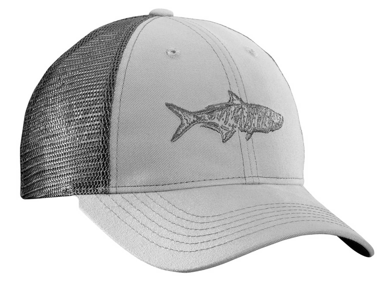 Flying Fisherman Unisex Gray/Charcoal Mesh Back Cotton Fishing Hat at