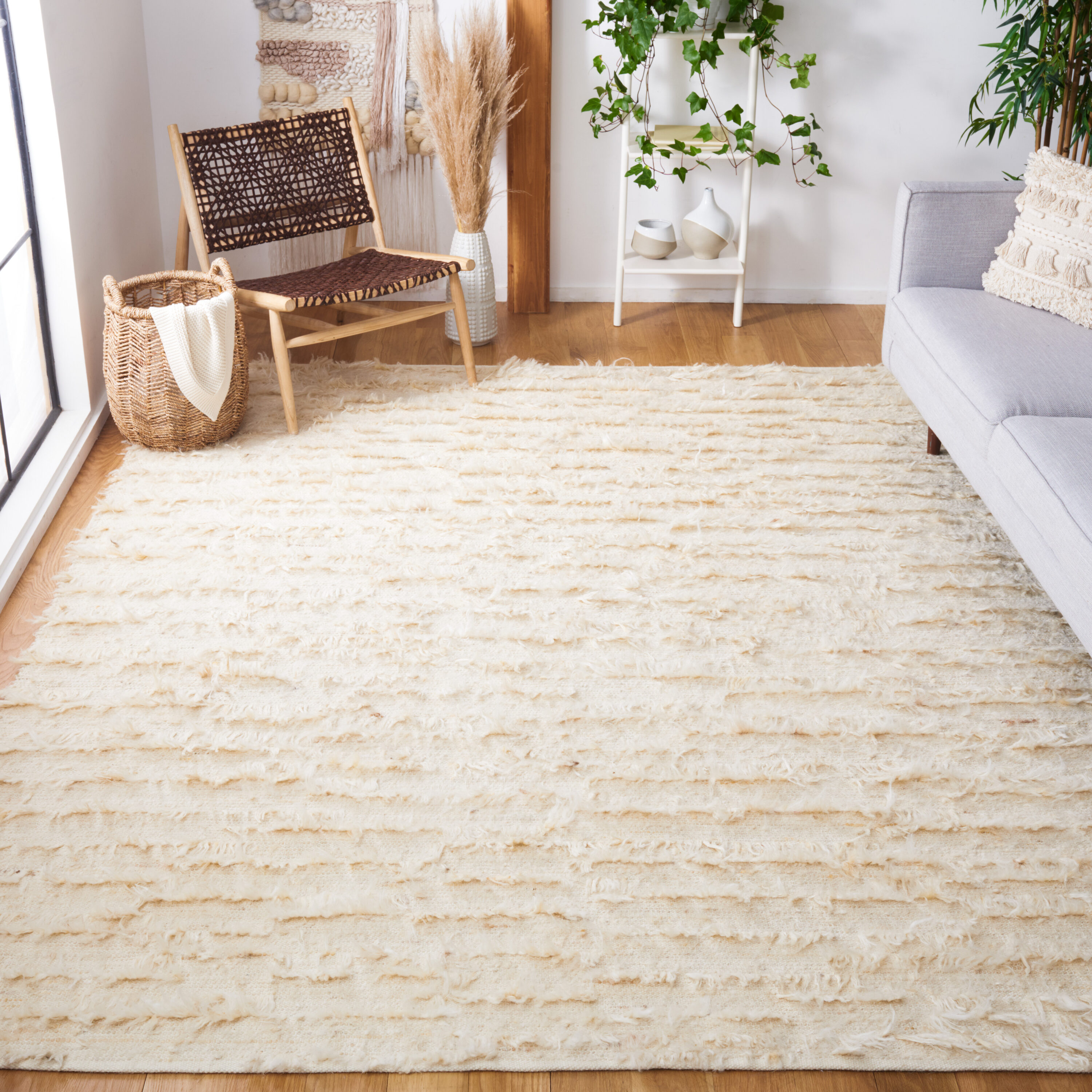  Natura 322 Ivory Shag / Flokati 6ft x 9ft Medium Rectangle Rug