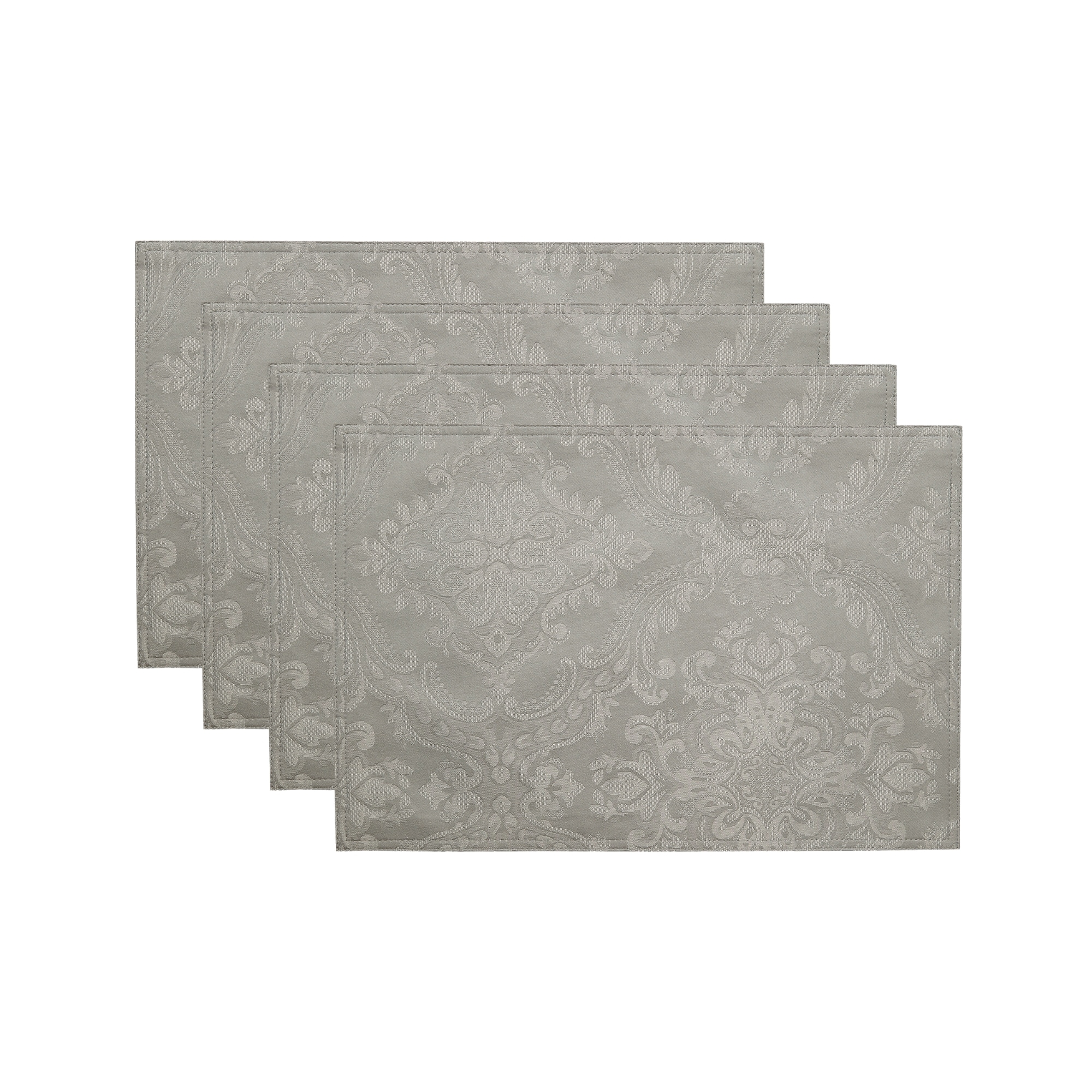 Elrene Home Fashions 739550333107 Caiden Elegance Damask 13"x19" 4 -Pack Silver Polyester Rectangle Placemats
