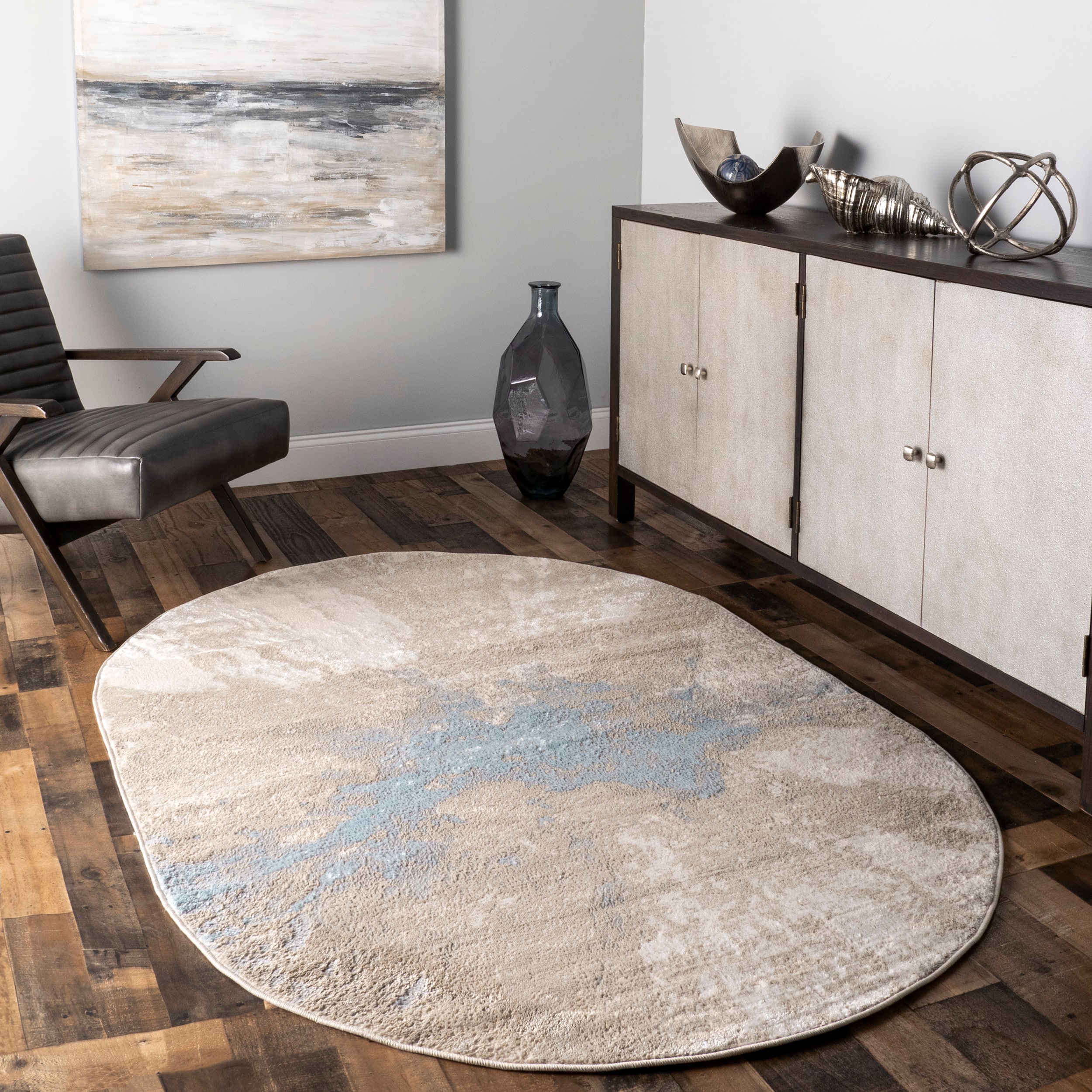 nuLOOM CFDR02C-O406 Cyn 4 x 6 (ft) Loomed Polypropylene Beige Oval Indoor Abstract Area rug