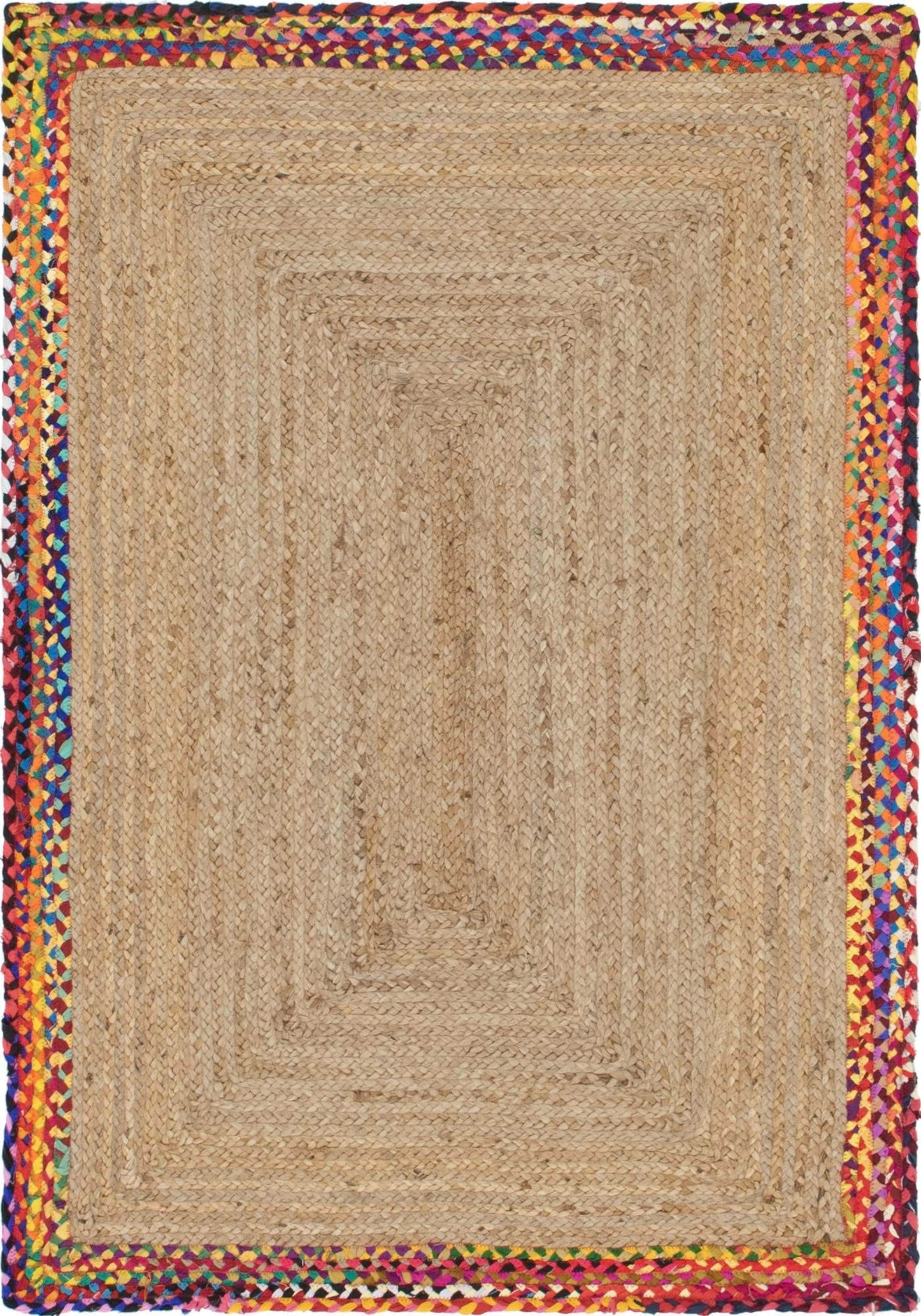 Handmade Rectangular Multicolor Jute and Cotton Area Rug