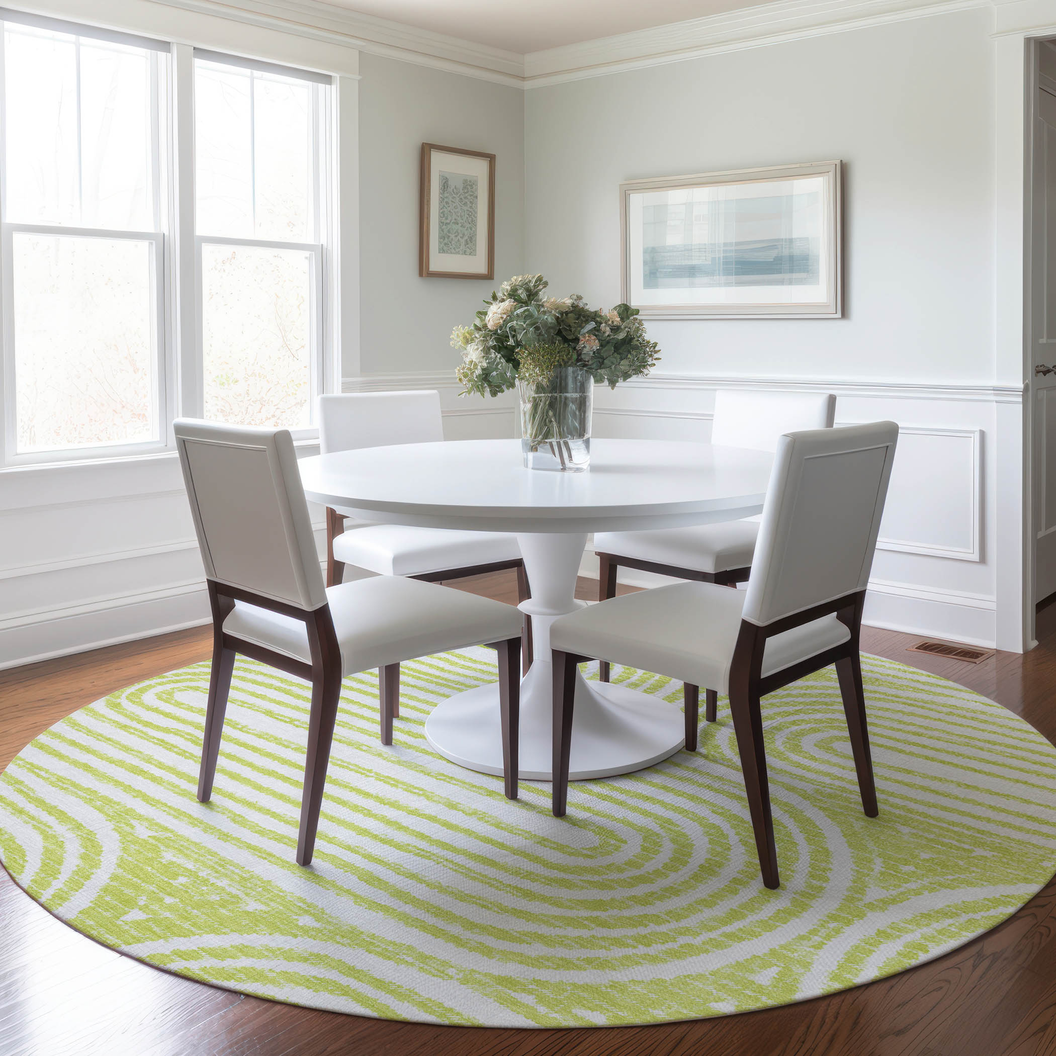 Addison Rugs ACN540GE8RO Chantille ACN540GE 8 x 8 (ft) Polyester Green Round Indoor/Outdoor Abstract Mid-Century Modern Machine washable Area rug
