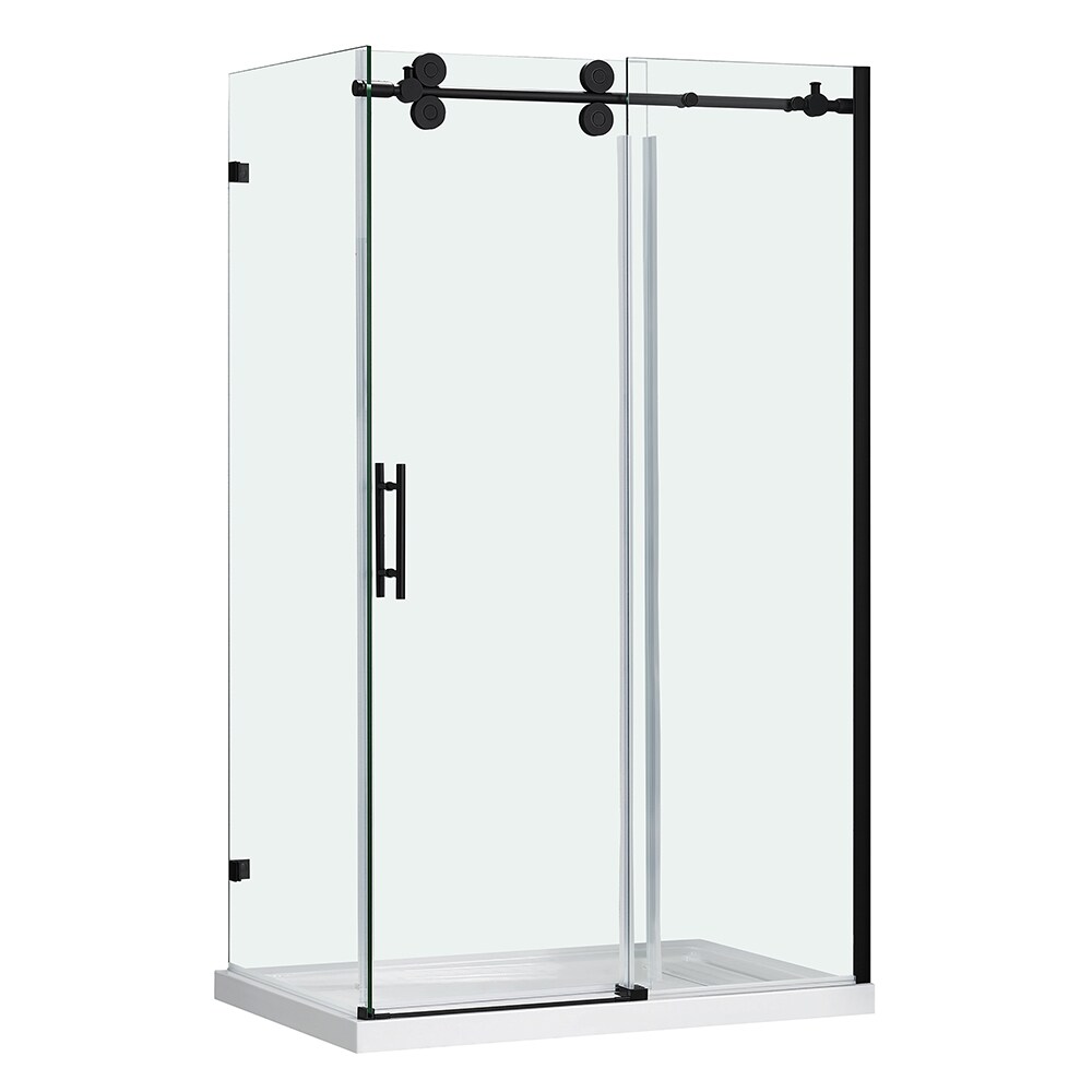 Ove Decors Sydney Side Panel 32 In W X 78 75 In H Frameless Fixed Matte Black Standard Shower