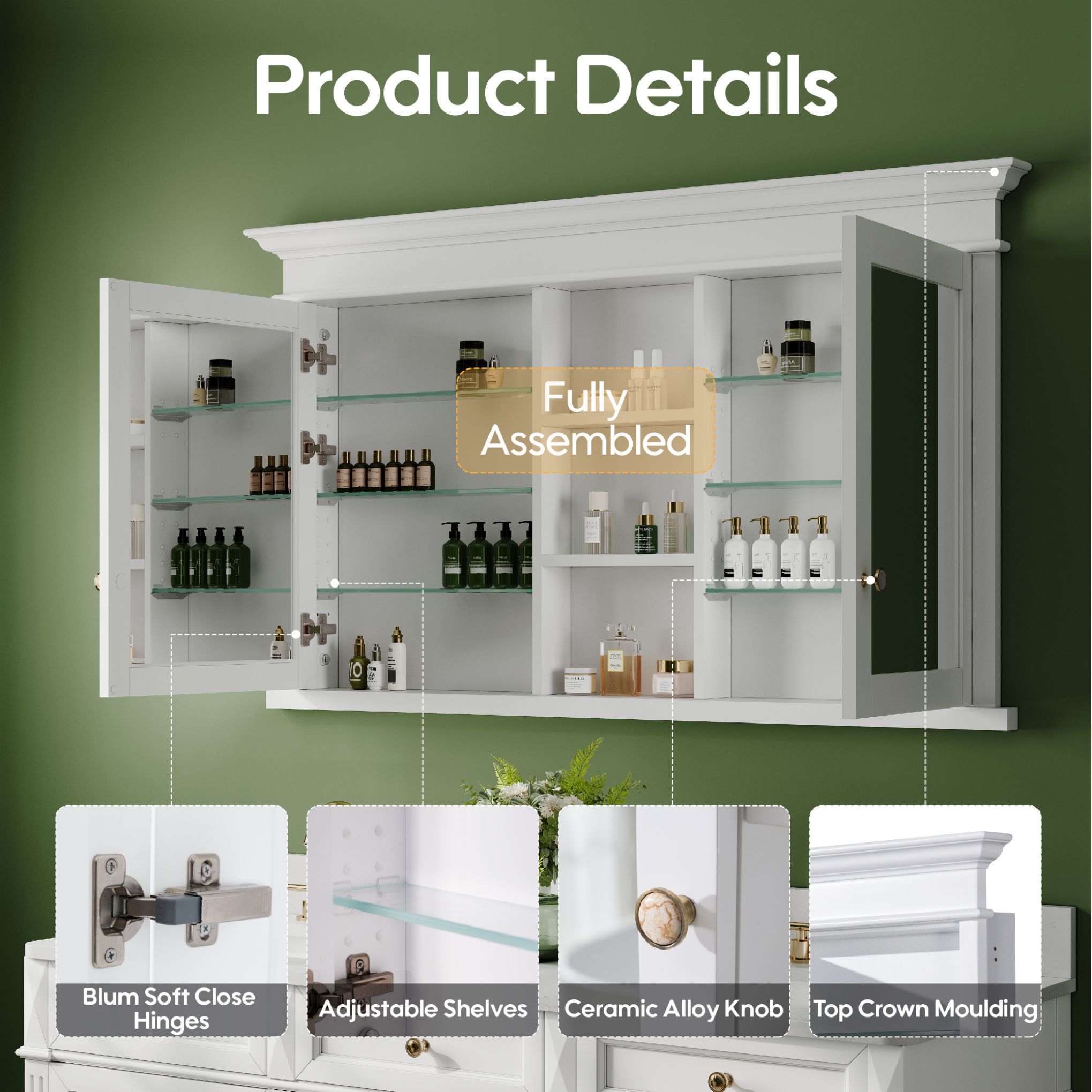 WELLFOR D5532MC-WT Bathroom-Medicine-Cabinets - View #14