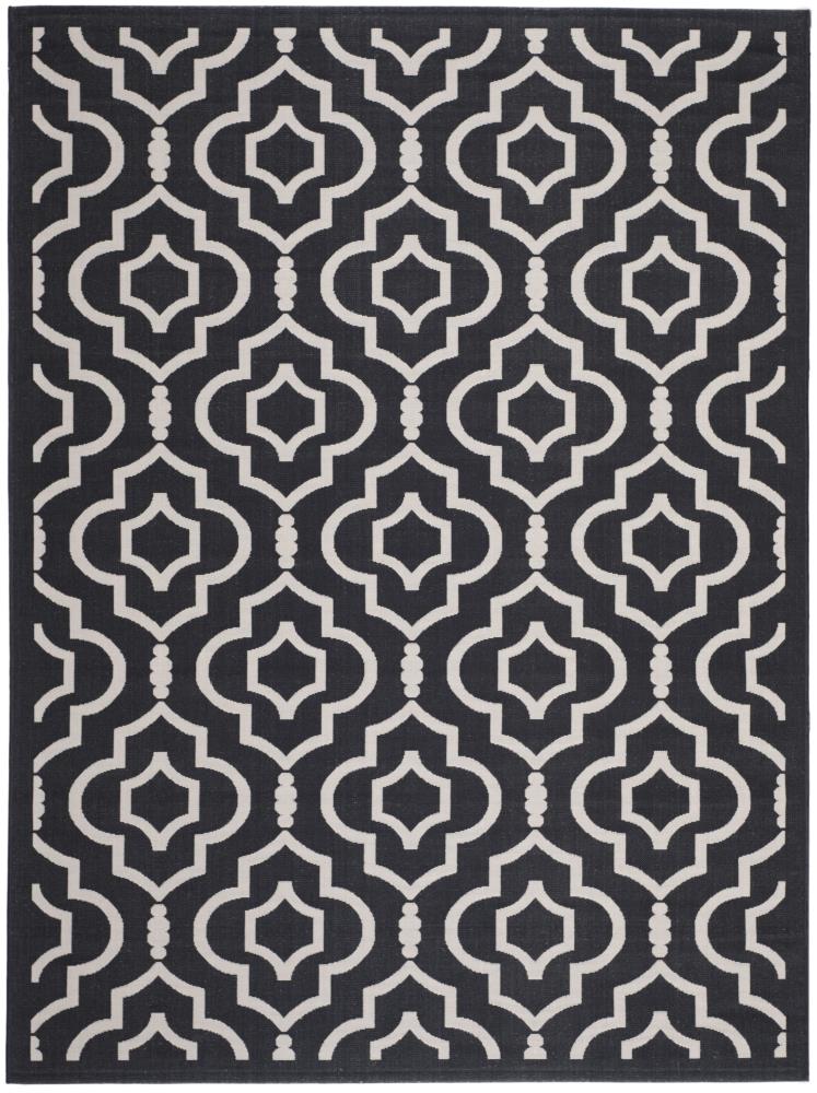 Safavieh CY6926-266-4 Courtyard Olina 4 x 6 (ft) Loomed Polypropylene Black/Beige Rectangular Indoor/Outdoor Geometric Coastal Area rug