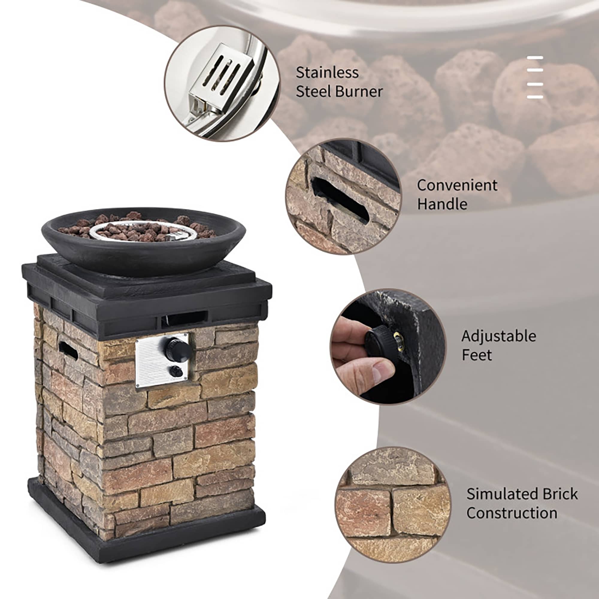 CASAINC WFEHFP-06-B Outdoor-Gas-Firepits - View #8