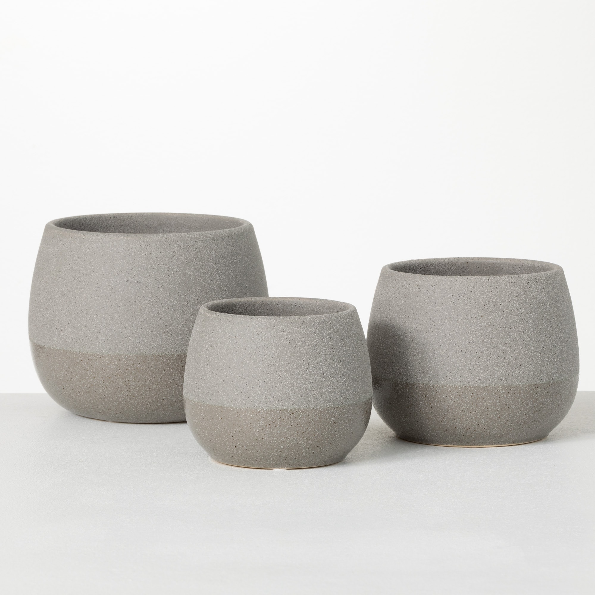 Sullivans 3-Pack Round 6.5-in W x 6-in H Gray Ceramic Indoor Planter in ...