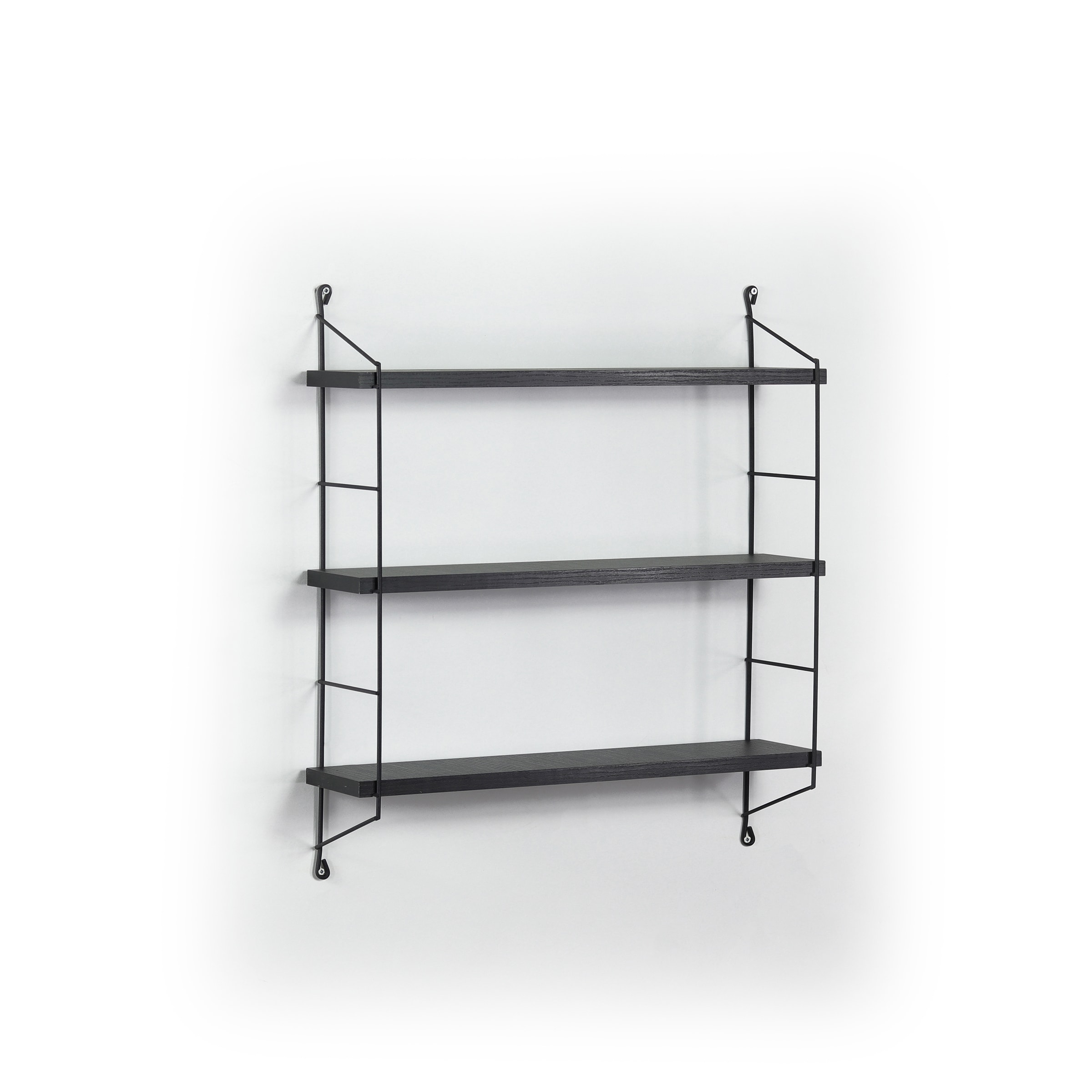 Miki Shinly FN-9541-14QI 15-in L x 60-in D x 68-in H Black Wood Rectangular Tiered shelf 3 Decorative Shelves