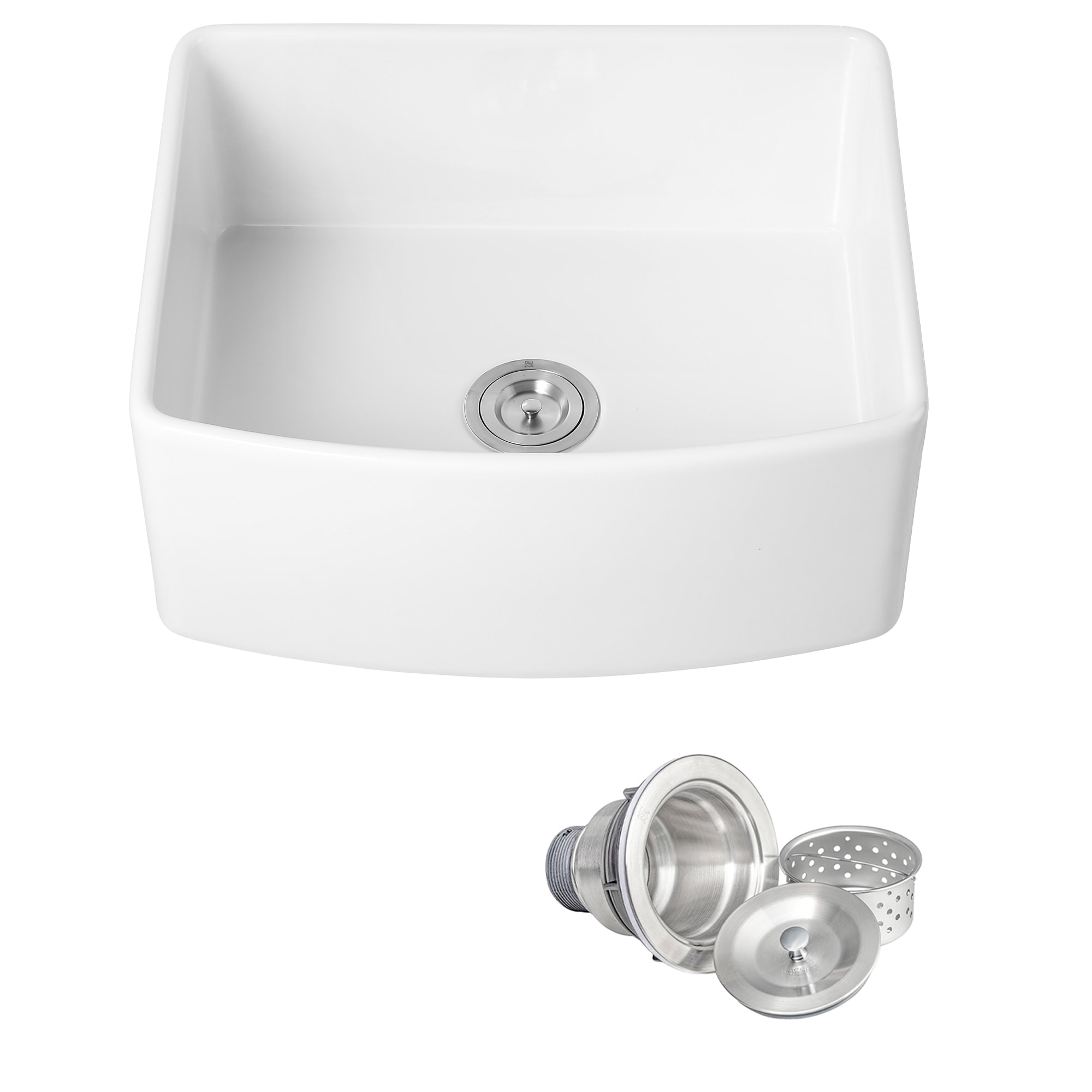 AKDY Fireclay Sink Farmhouse apron front 24-in x 20-in Fireclay Single bowl Kitchen Sink