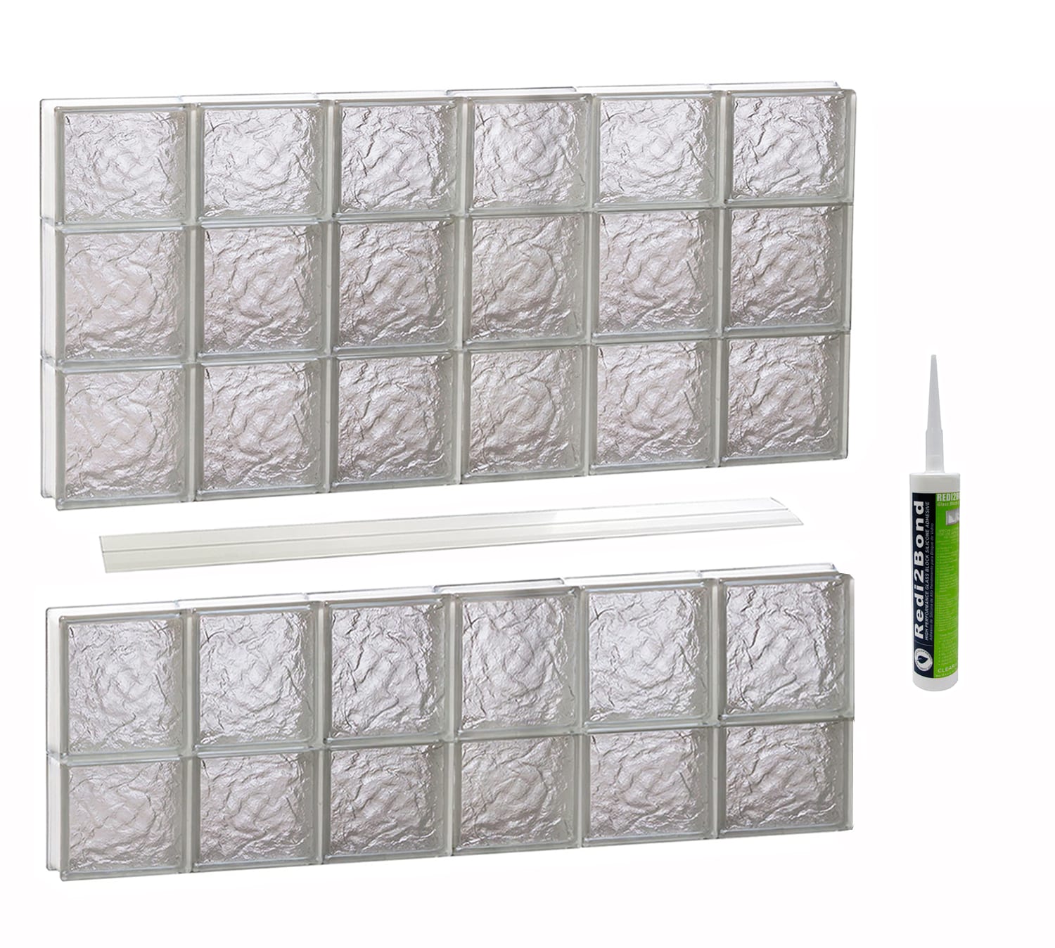 REDI2SET S4836IS Ice Glass 46-1/2-in x 34-3/4-in Frameless Replacement Glass Block Window