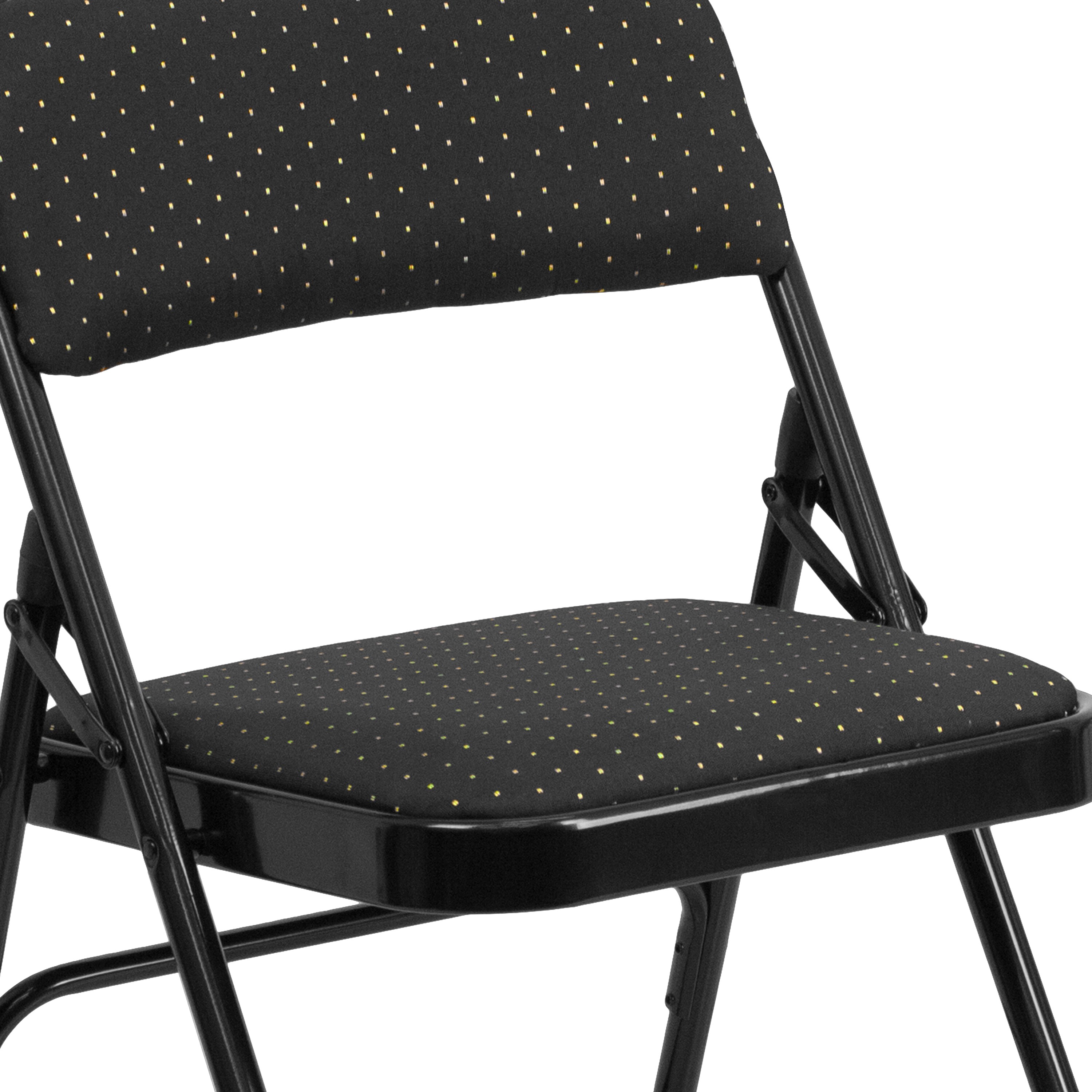Black Patterned Fabric 30" Armless Metal Reception Chair