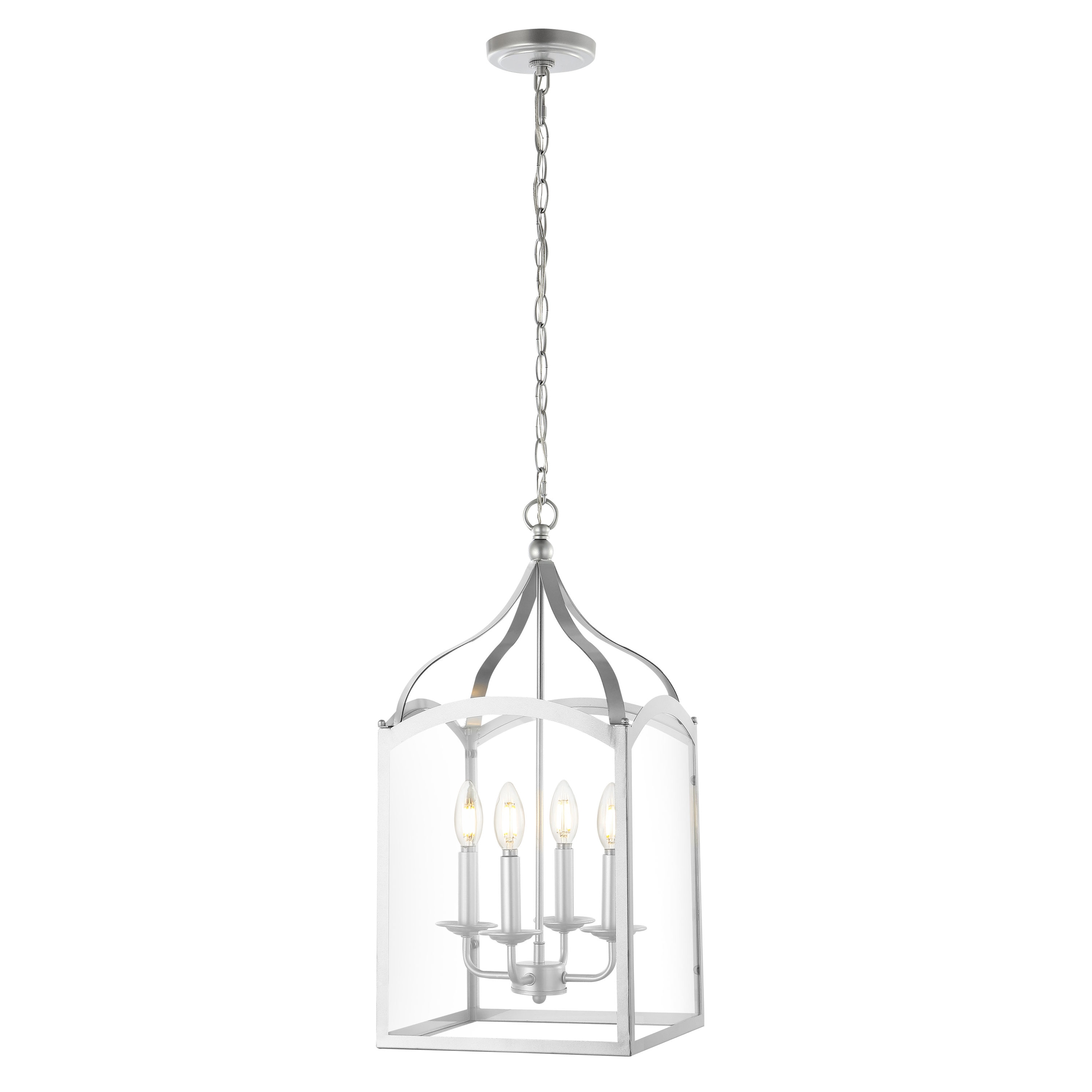 Ruth 4-Light Silver Glass LED Lantern Chandelier