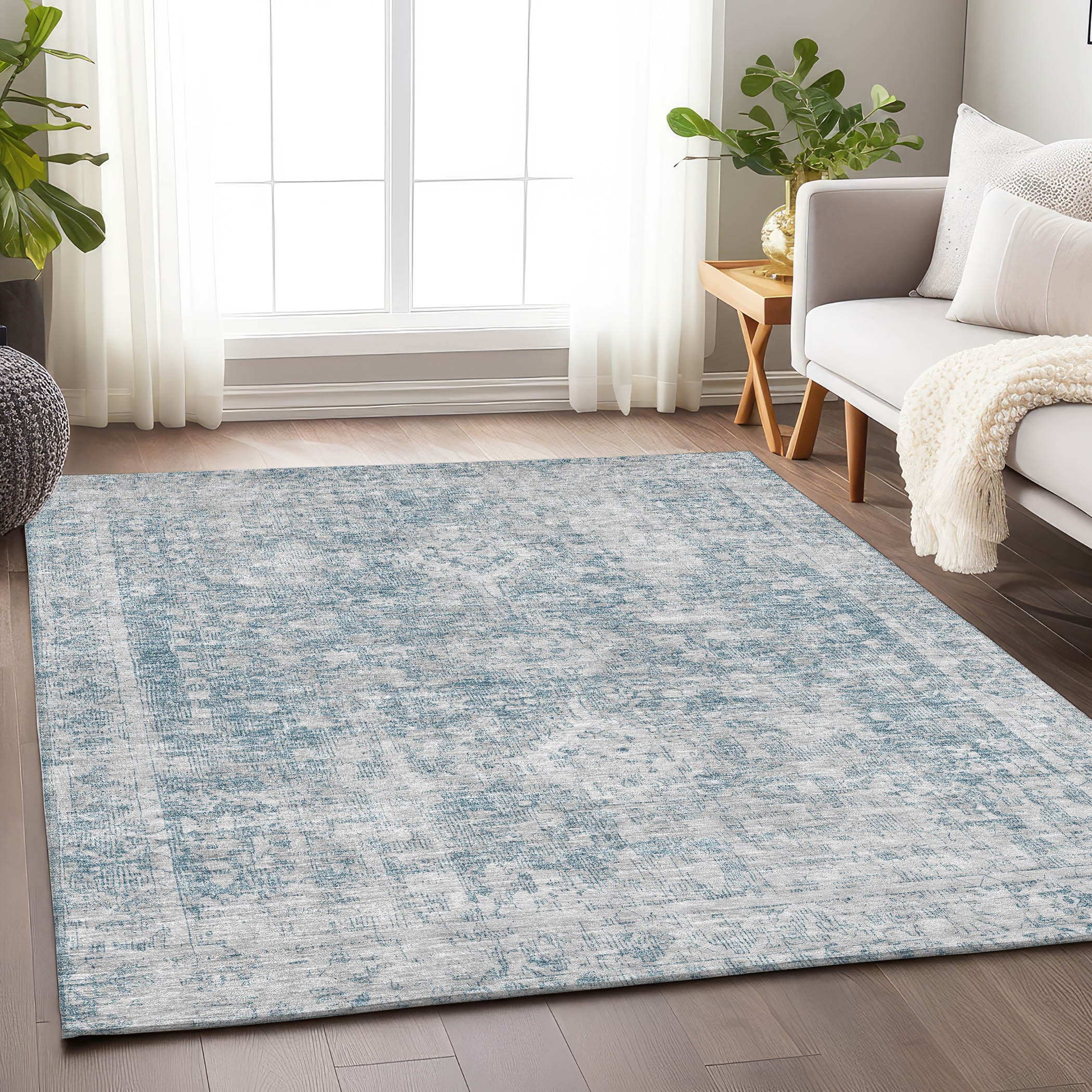 Addison Rugs ACN1229SK30X46 Chantille ACN1229SK 2 x 3 (ft) Polyester Sky Rectangular Indoor/Outdoor Geometric Machine washable Area rug