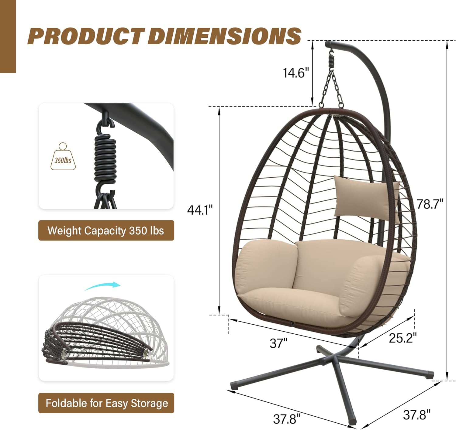 ALAULM LS-EGGCHAIR-SAND Swing-Gliders - View #4