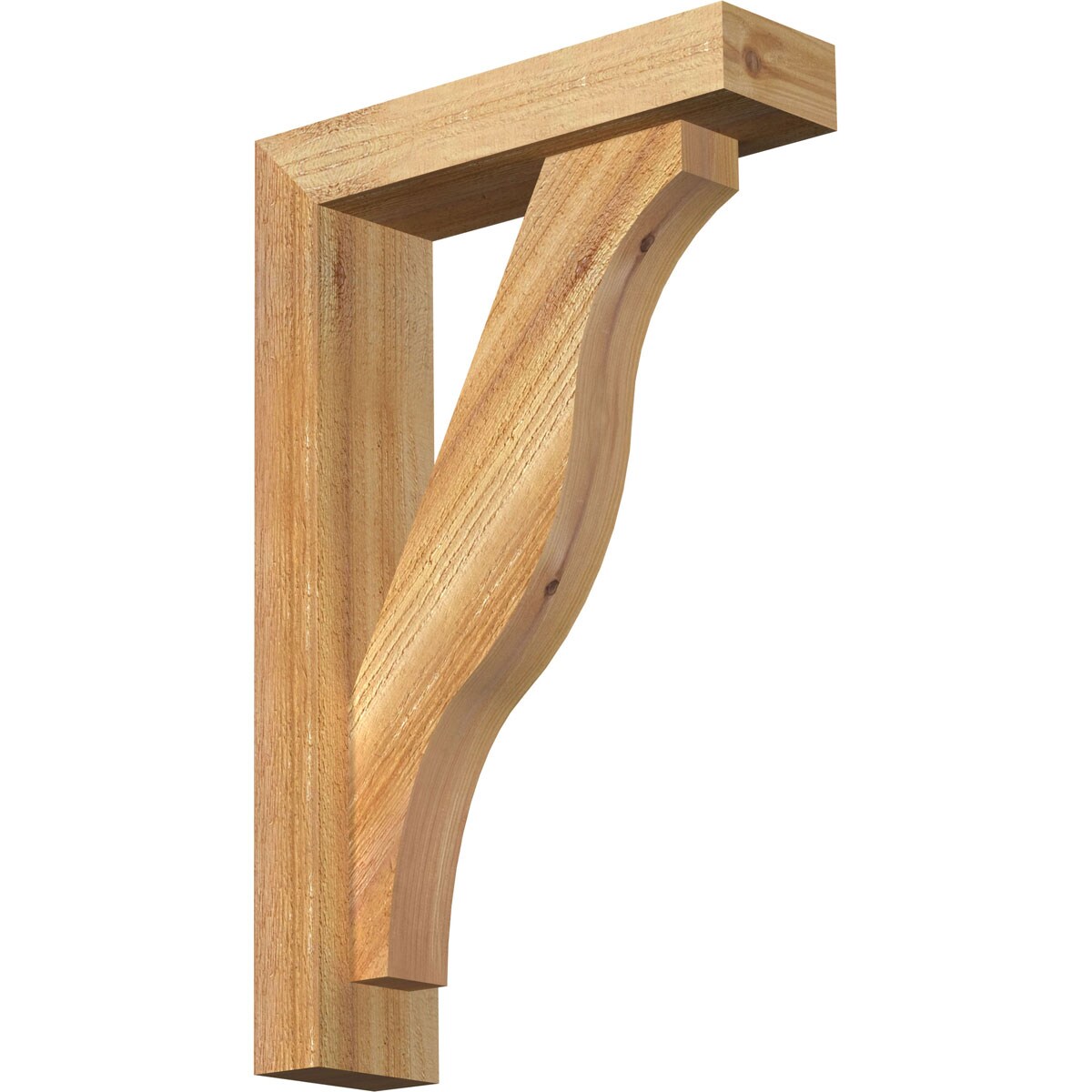 Ekena Millwork 1462207 Funston Block Rough Sawn Bracket with Offset Brace 4-in x 14-in x 22-in Western red cedar Brown Wood Standard bracket