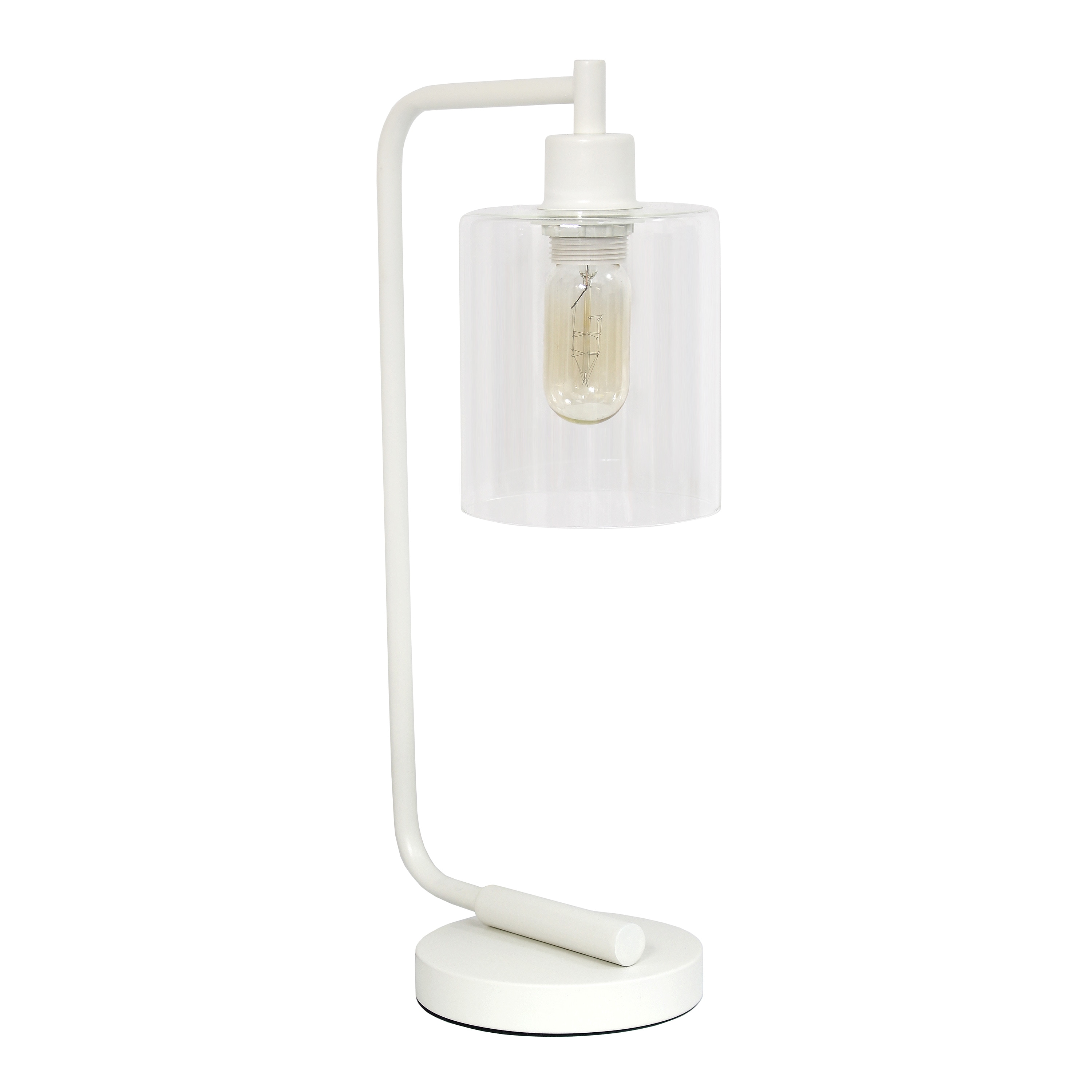 Creekwood Home CWD-1013-WH Vintage Vantage 18.8-in White Standard Desk Lamp with Glass Shade