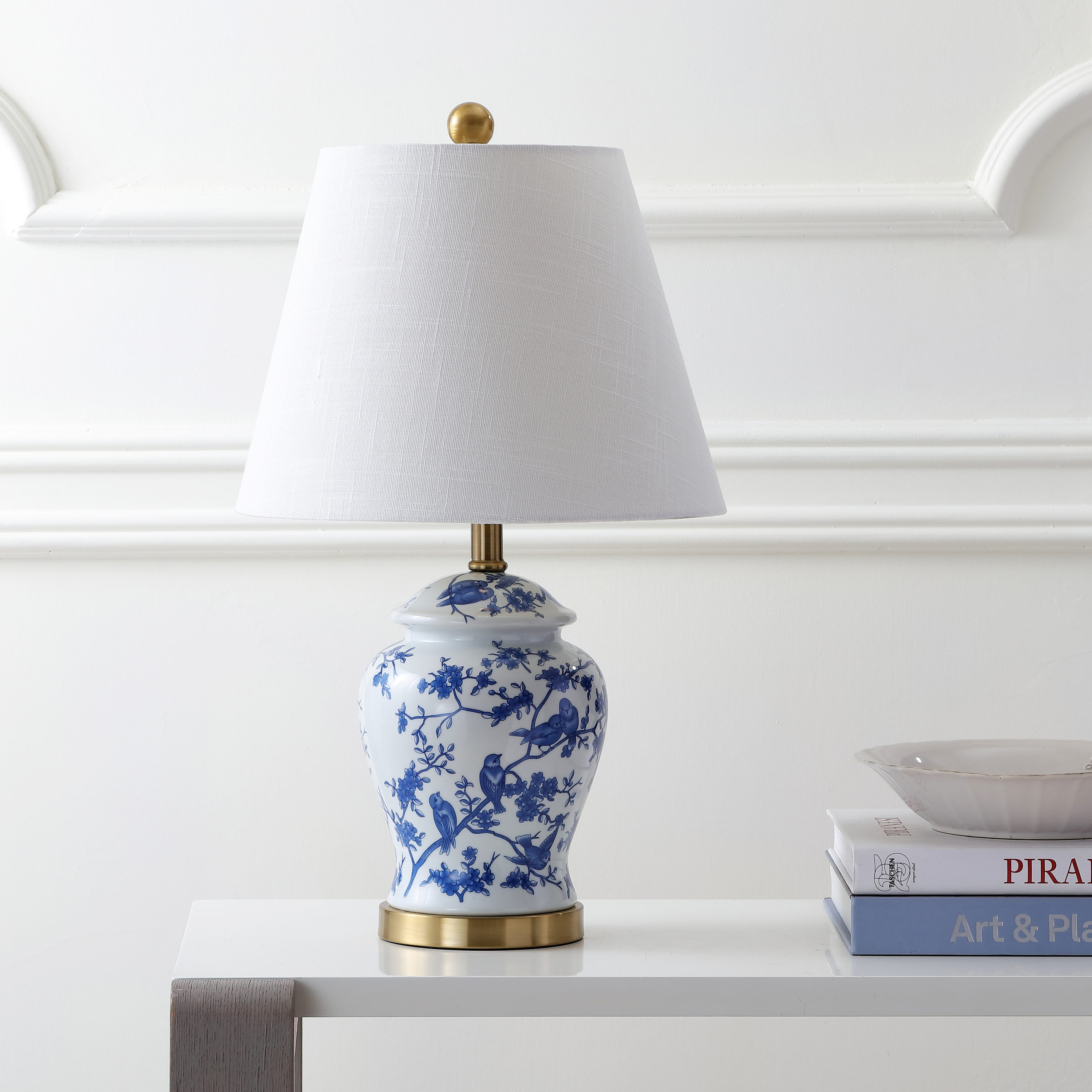 Penelope 22" Chinoiserie Blue and White LED Table Lamp