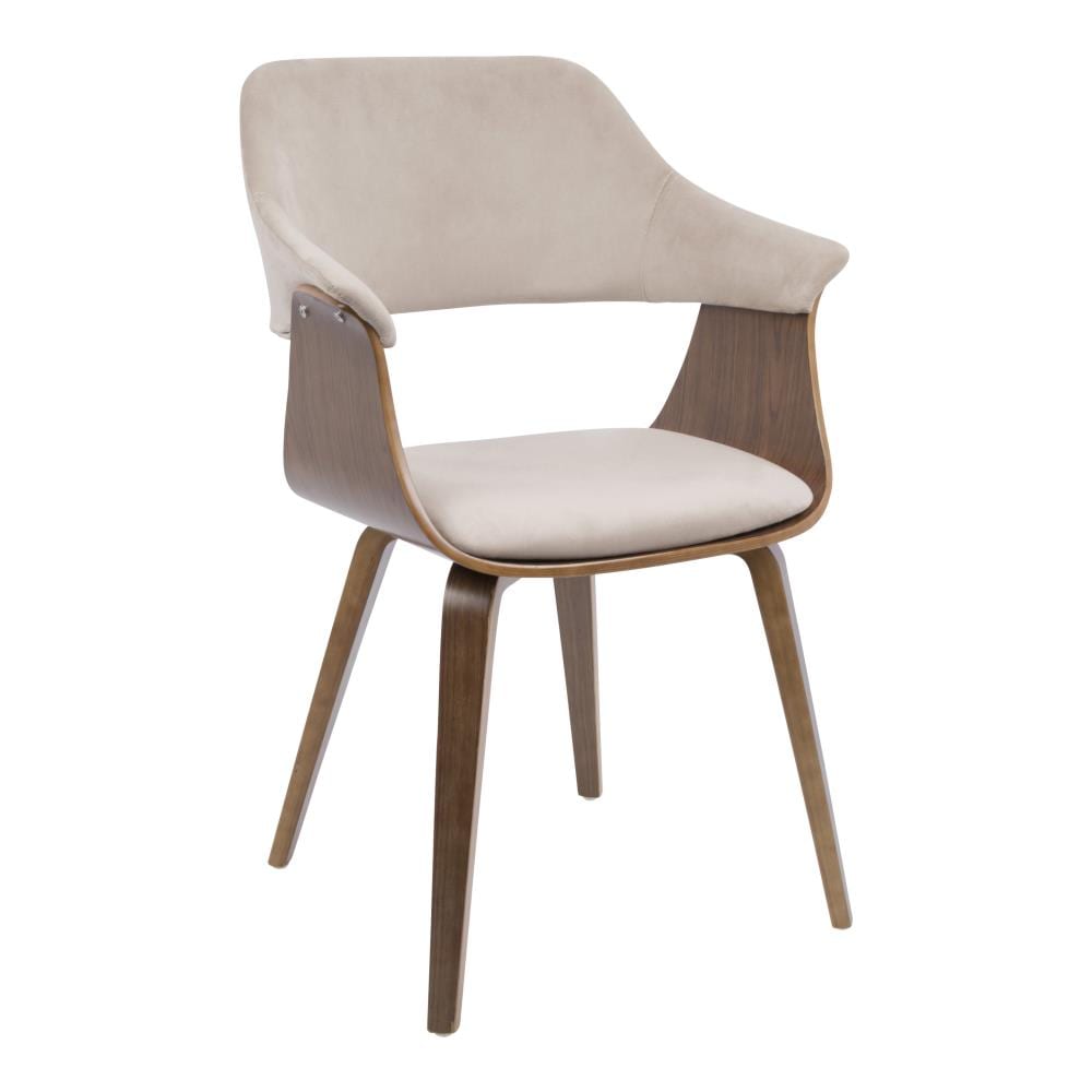 LumiSource CH-LUCCI WL+T Lucci Midcentury Walnut, Tan Velvet Accent Chair