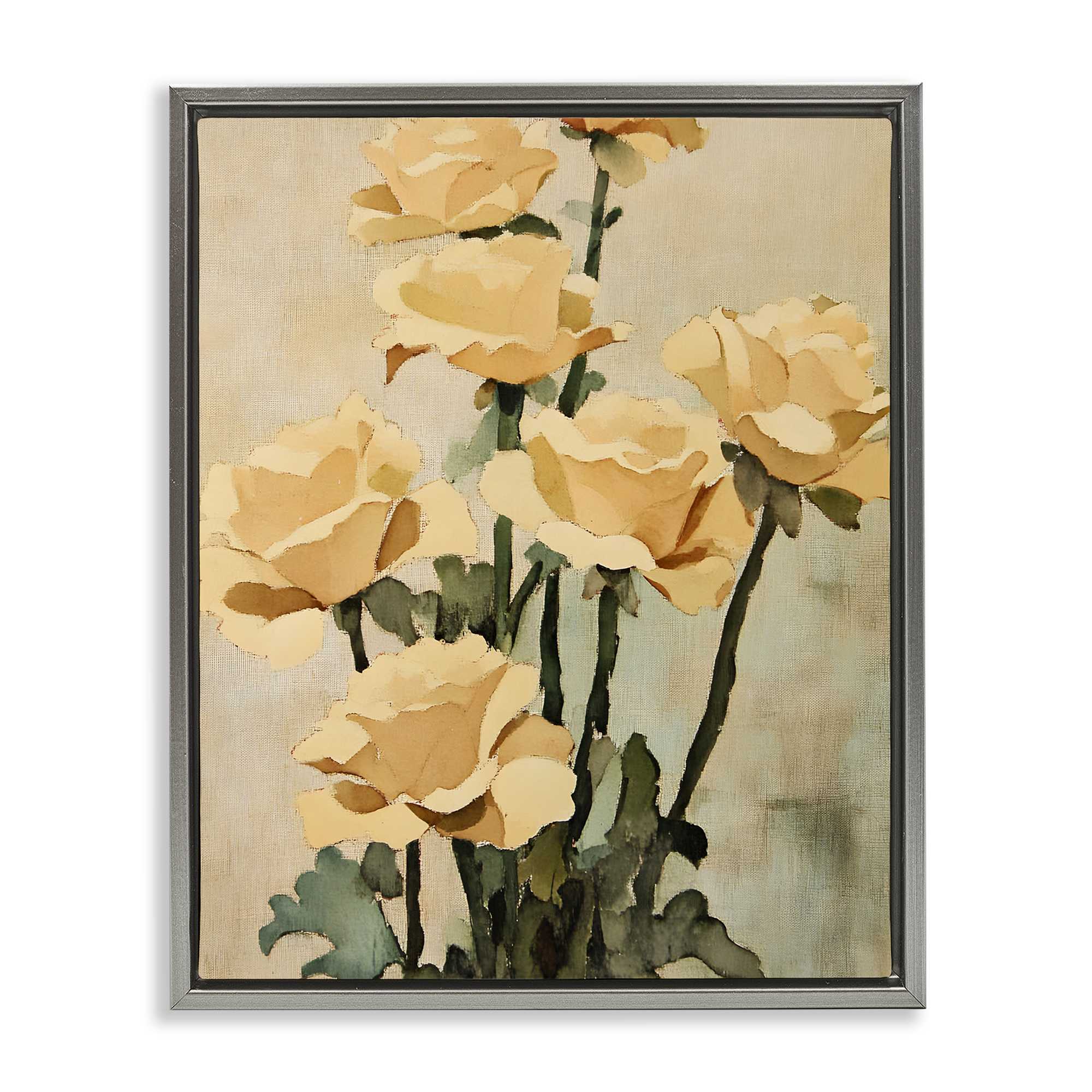 Stupell Industries BT-770-FFL-16X20 Vintage Roses Bundle Gray Framed Floater Canvas Wall Art By Franklyn Gregory 17 x 21