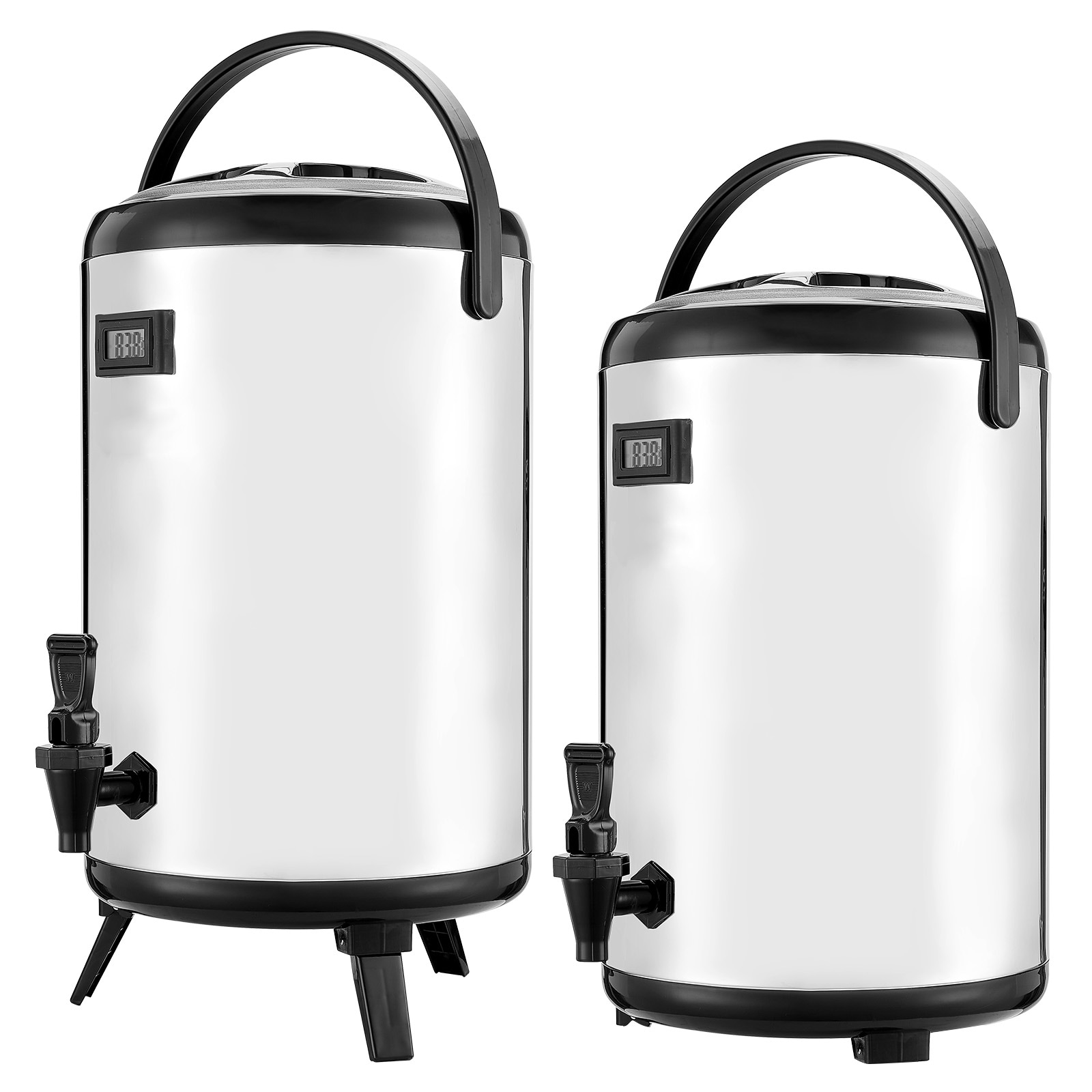 GIVIMO Insulated Beverage Dispenser 2-Pack - 3.2-gal Stainless Steel Thermal Drink Server - Spigot - Temperature Display - Foldable Legs #LW102GIVSS3491