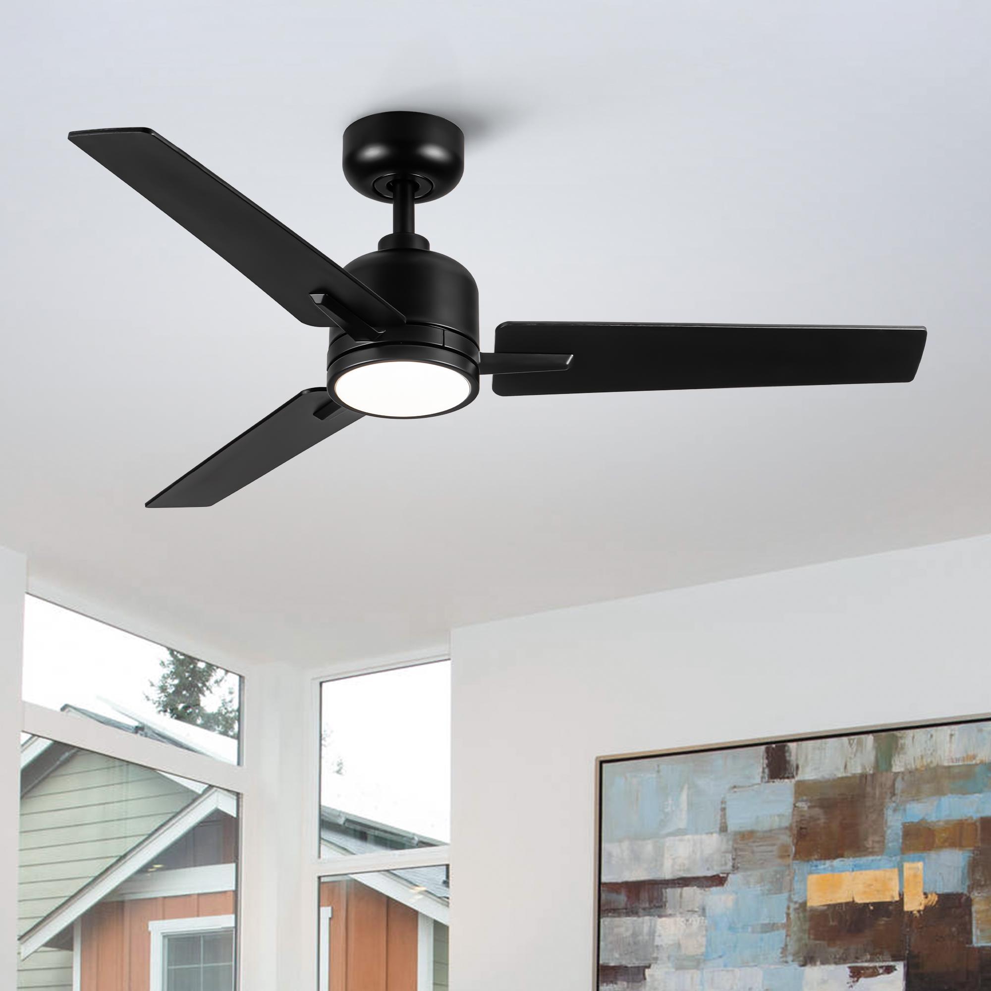 Bayfeve BFYH-47083-CF Adjustable Speed 48-in Color-Changing Integrated LED Outdoor Black with Plywood Blades Ceiling Fan With Light - Remote Included ( 3 -Blade )
