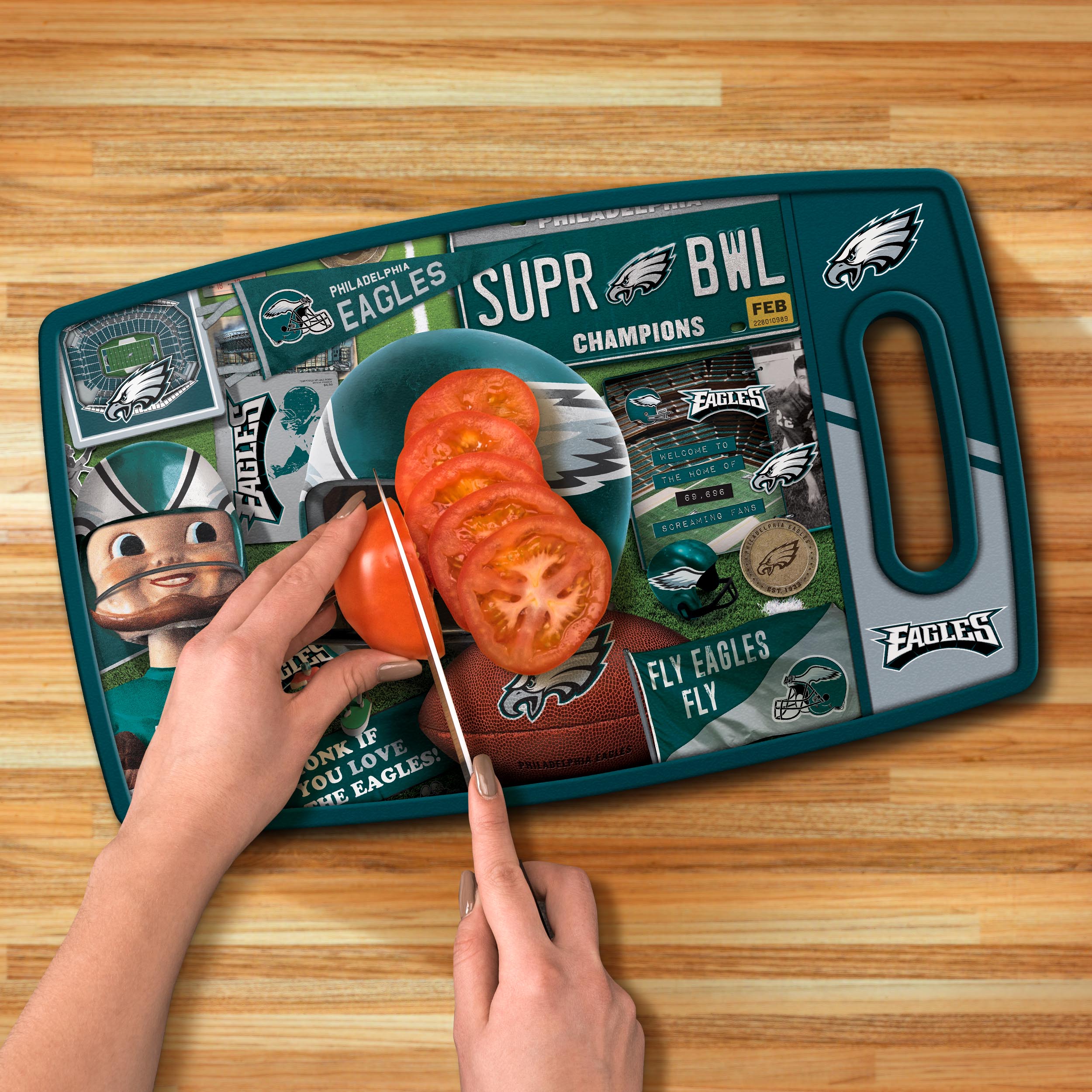 Sportula Philadelphia Eagles Retro Series Cutting Board 9-in L x 14.5-in W  Plastic Cutting Board in the Cutting Boards department at