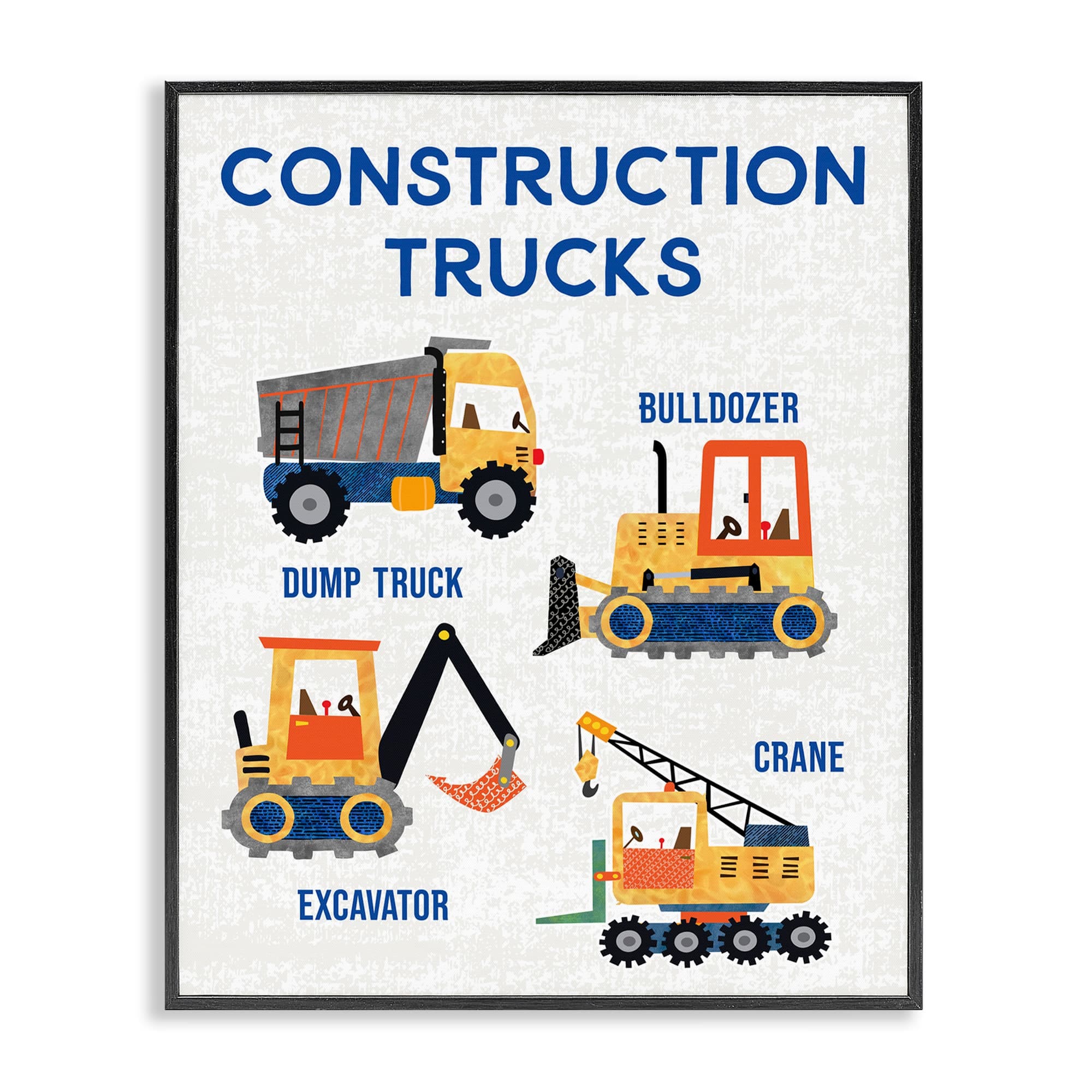 Stupell Industries BT-946-FR-24X30 Educational Construction Trucks Black Framed Giclee Art By Conrad Knutsen 24 x 30