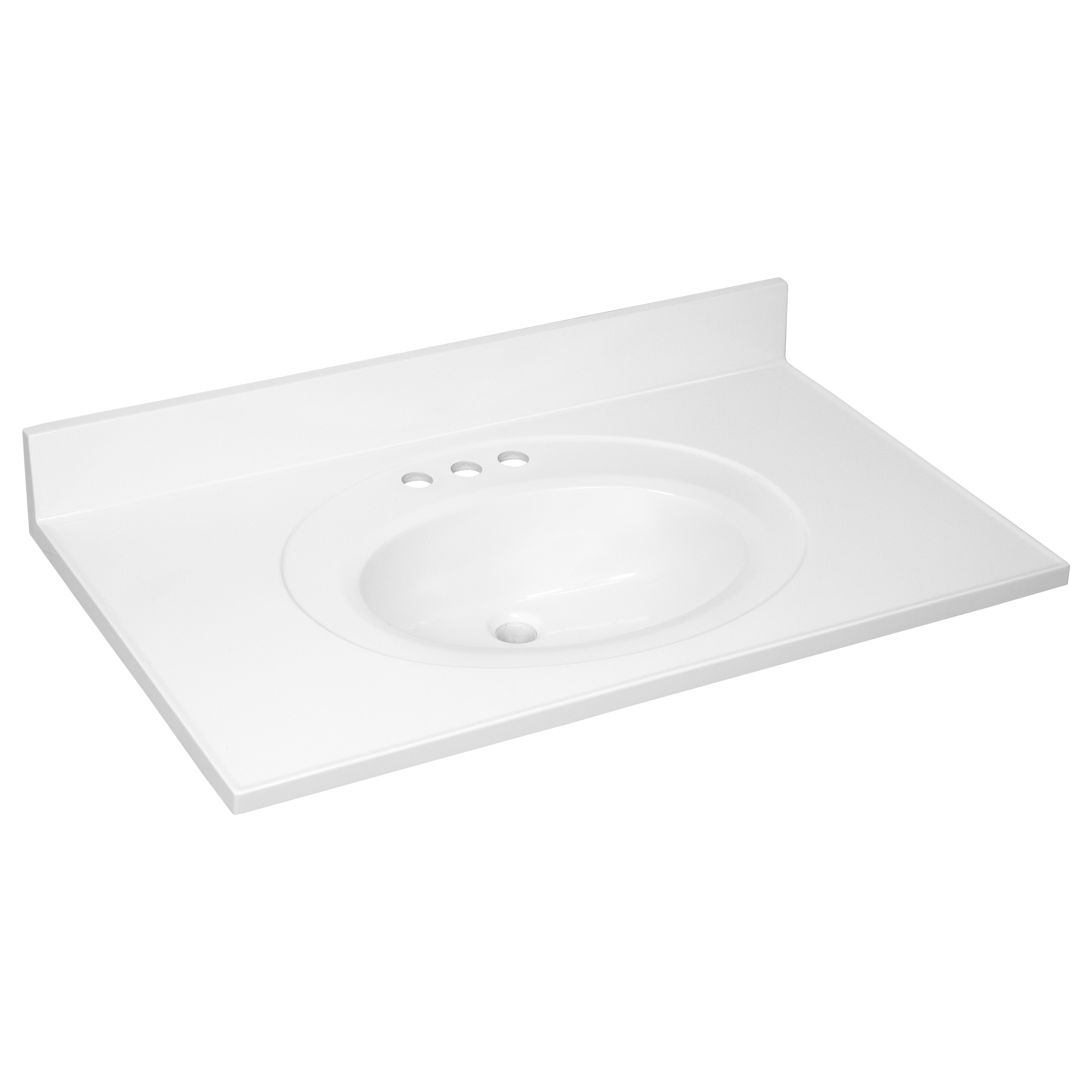 Design House 586248 37-in x 22-in Solid White Cultured Marble Single Sink 3-Hole Bathroom Vanity Top