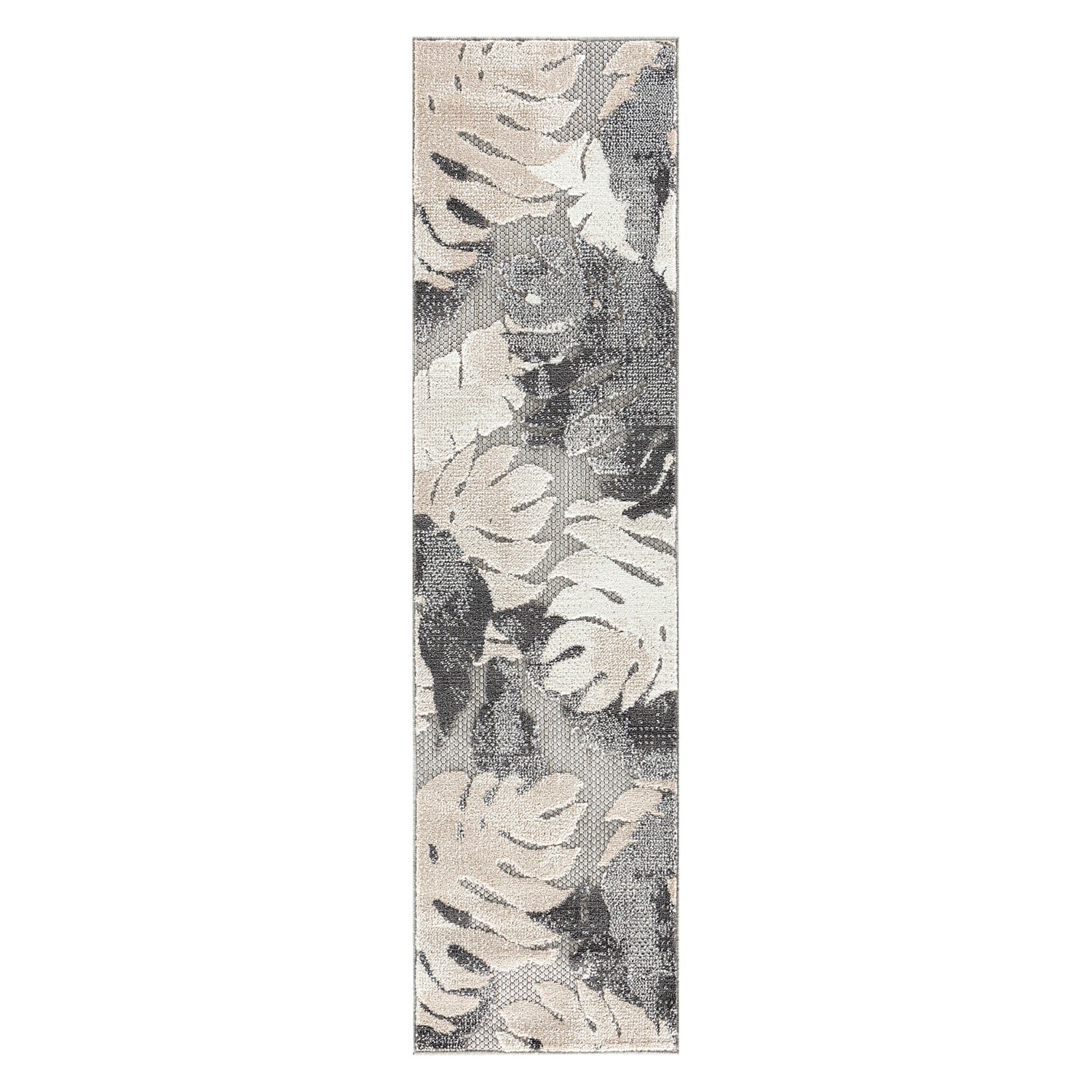 World Rug Gallery 5553GRAY2X7 2 x 7 (ft) Loomed Polypropylene Gray Rectangular Indoor/Outdoor Floral/Botanical Area rug