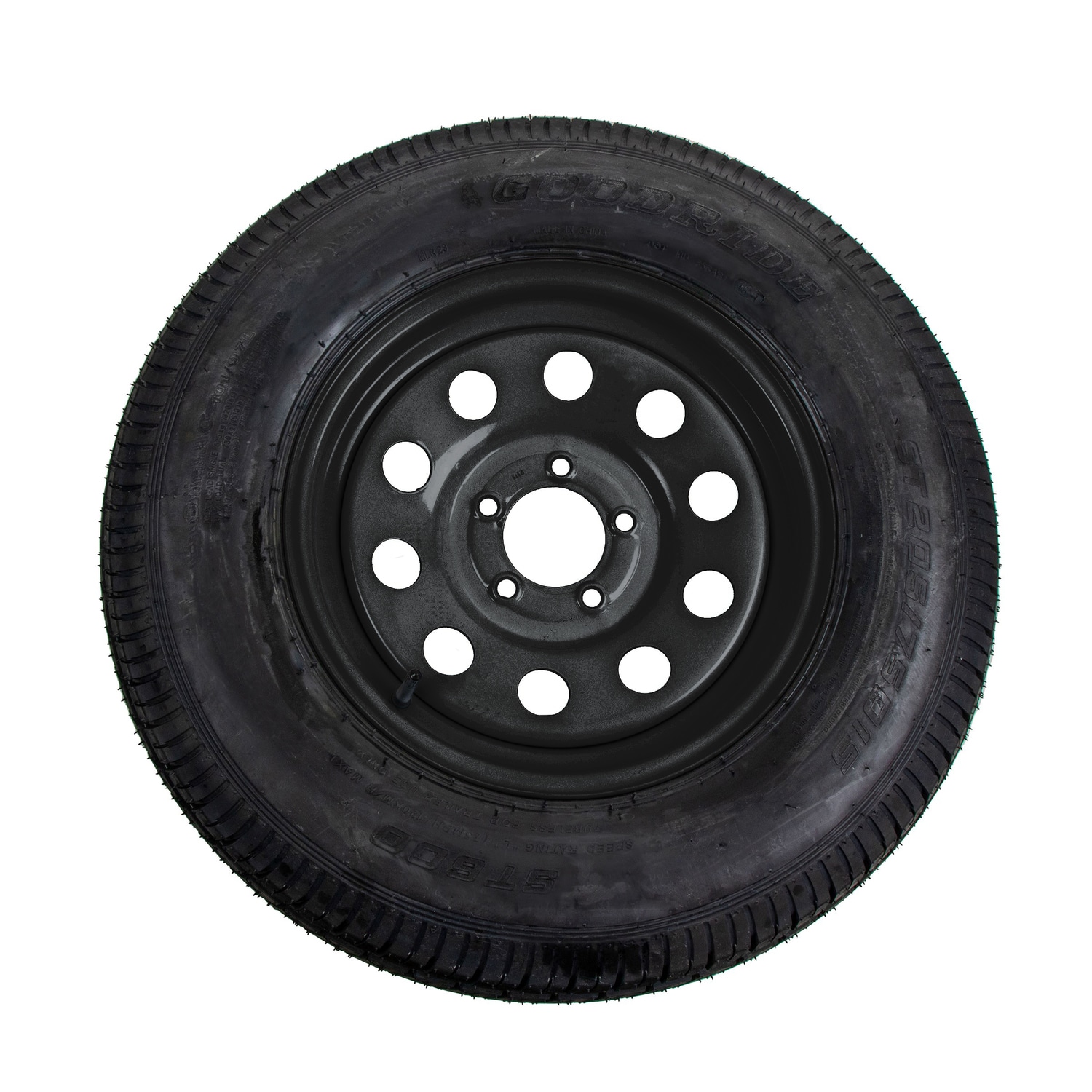 15 in ST205/75D15 Radial 6-Ply Trailer Tire and Black Mod Wheel 5 Lug on 4.5 in | - Carry-On Trailer 15BR-2